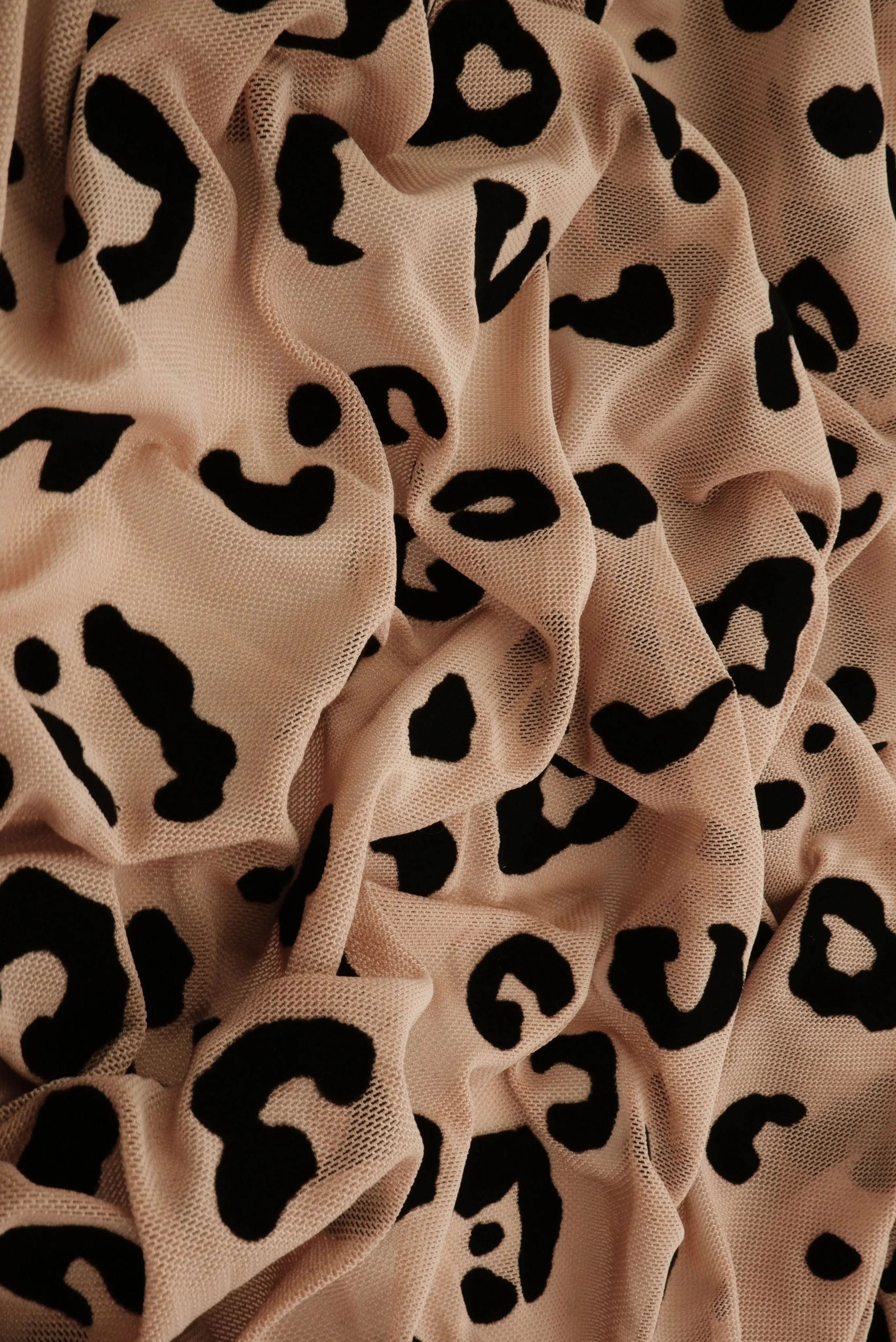 FLOCK-MS11409 TAUPE BOTTOMS CAMI DRESS FLOCKING LEOPARD LOUNGEWEAR MESH POLYESTER PRINT SKIRTS SPANDEX STRETCH TOPS