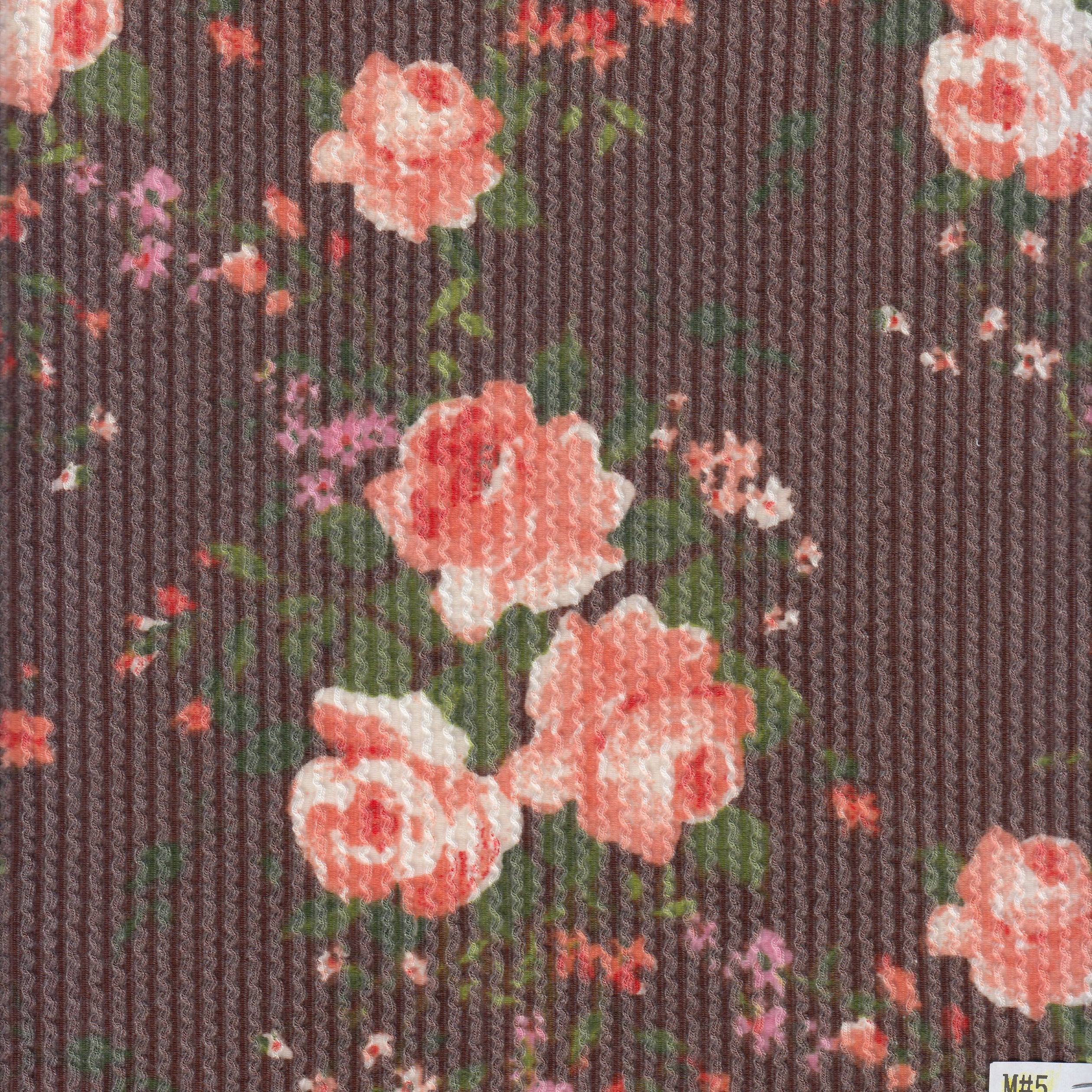 KNT4463-DU1683 BROWN ACTIVEWEAR BOTTOMS DOUBLE KNIT DRESS FLOWER JACQUARD PANTS POLYESTER RAYON RIB SKIRTS SOLID SPANDEX STRETCH URBAN