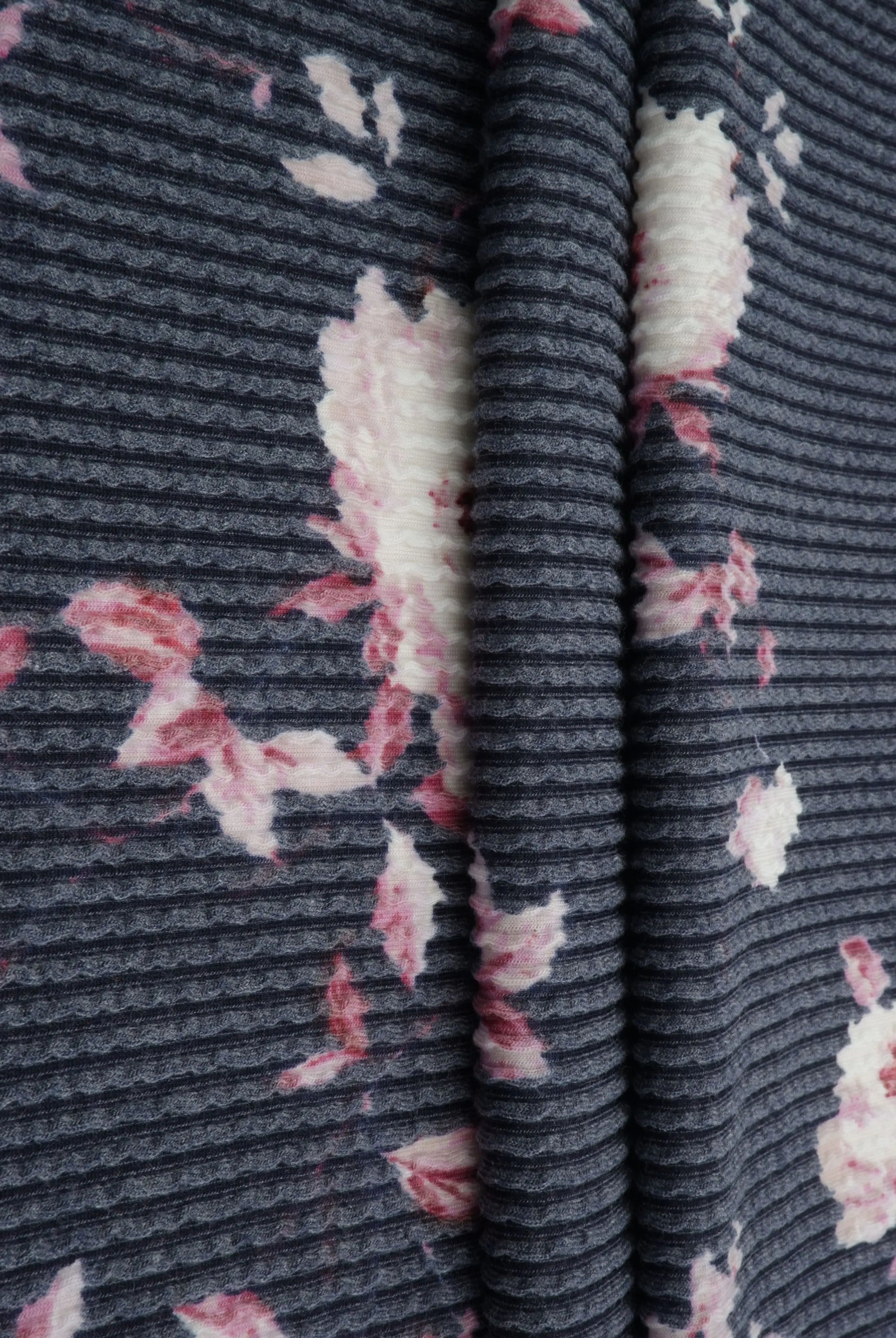 KNT4463-MS11153 NAVY ACTIVEWEAR BOTTOMS DOUBLE KNIT DRESS FLOWER JACQUARD PANTS POLYESTER RAYON RIB SKIRTS SOLID SPANDEX STRETCH URBAN