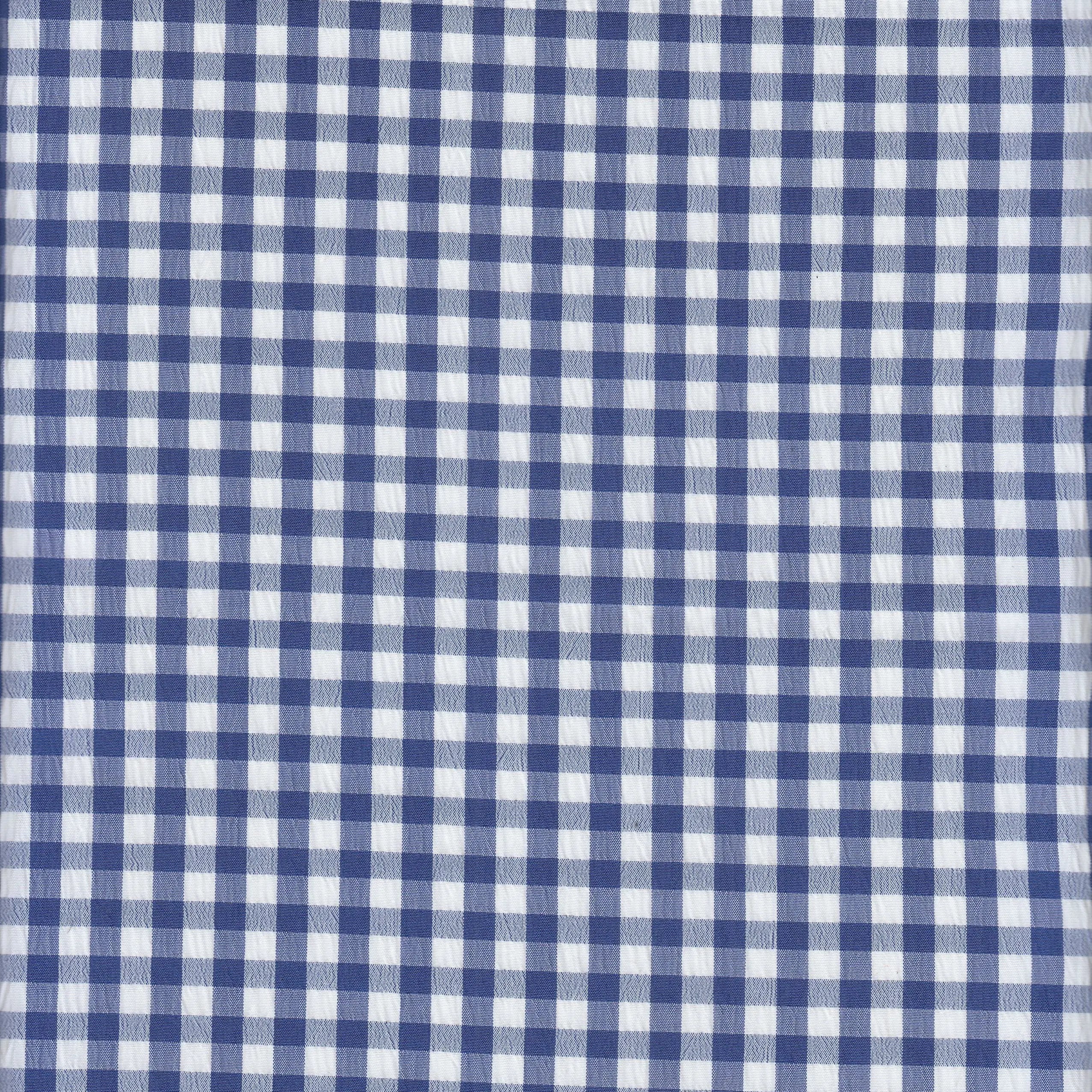 GH4616 BLUE DK. BLOUSE GINGHAM PLAID POLYESTER SOLID-B SPANDEX T-SHIRT TEXTURE WOVEN TOPS TUNICS