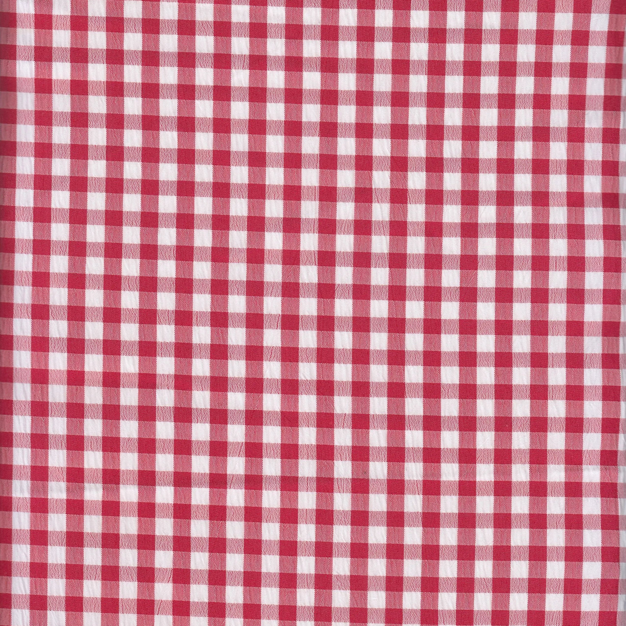 GH4616 RED BLOUSE GINGHAM PLAID POLYESTER SOLID-B SPANDEX T-SHIRT TEXTURE WOVEN TOPS TUNICS