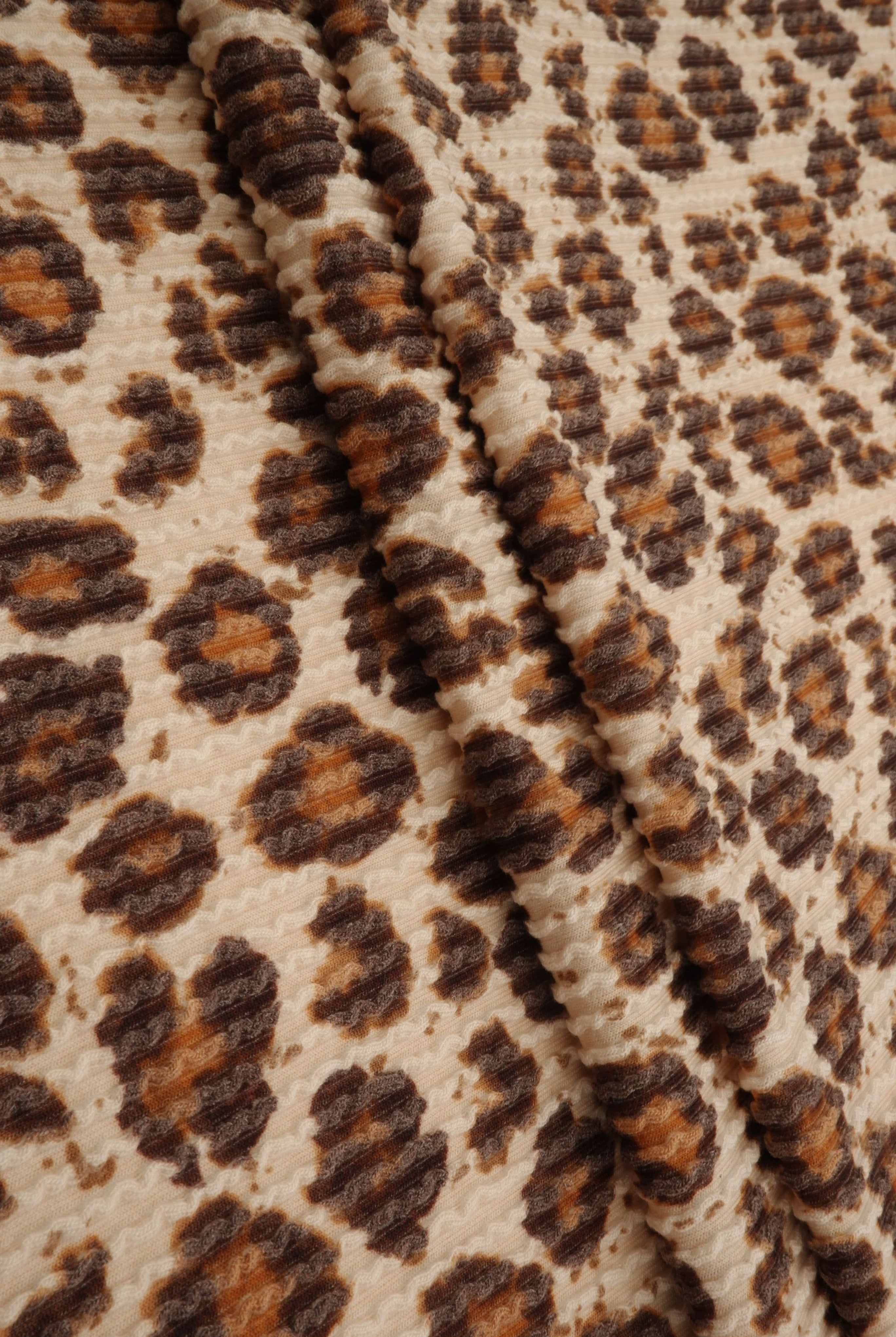 KNT4463-MS11424 TAN B ANIMAL BODYSUIT BOTTOMS CAMI DOUBLE KNIT DRESS JACQUARD LEOPARD PANTS POLYESTER RAYON RIB SKIRTS SOLID SPANDEX STRETCH SWEATER TOPS URBAN