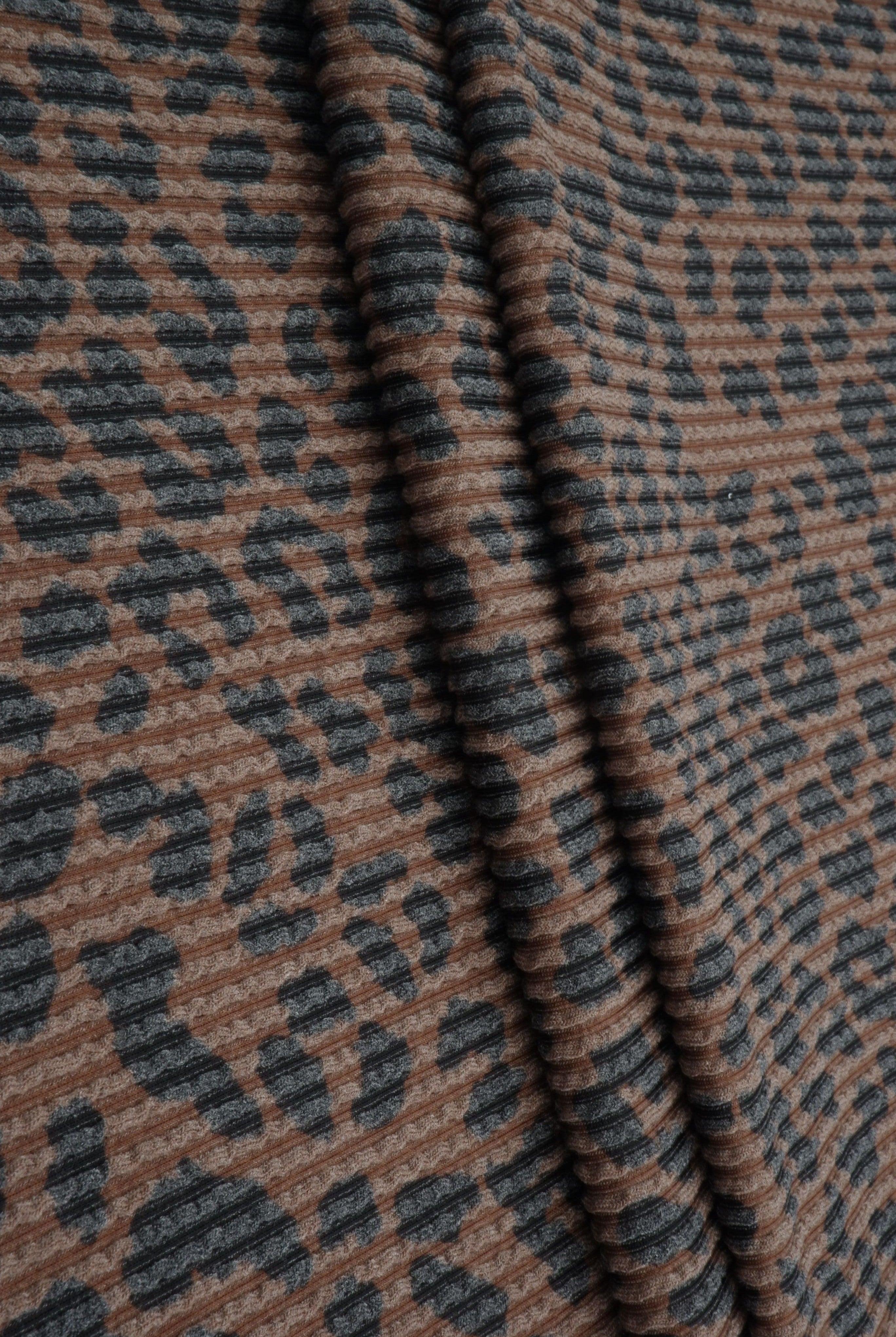 KNT4463-S304102 BROWN ACTIVEWEAR ANIMAL BODYSUIT DOUBLE KNIT DRESS JACQUARD PANTS POLYESTER RAYON RIB SKIRTS SOLID SPANDEX STRETCH URBAN