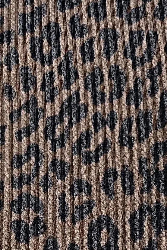 KNT4463-S304102 BROWN ACTIVEWEAR ANIMAL BODYSUIT DOUBLE KNIT DRESS JACQUARD PANTS POLYESTER RAYON RIB SKIRTS SOLID SPANDEX STRETCH URBAN