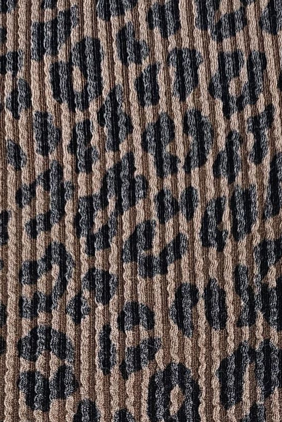 KNT4463-S304102 BROWN ACTIVEWEAR ANIMAL BODYSUIT DOUBLE KNIT DRESS JACQUARD PANTS POLYESTER RAYON RIB SKIRTS SOLID SPANDEX STRETCH URBAN