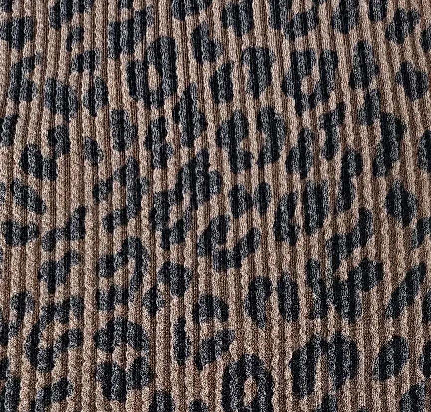 KNT4463-S304102 BROWN ACTIVEWEAR ANIMAL BODYSUIT DOUBLE KNIT DRESS JACQUARD PANTS POLYESTER RAYON RIB SKIRTS SOLID SPANDEX STRETCH URBAN