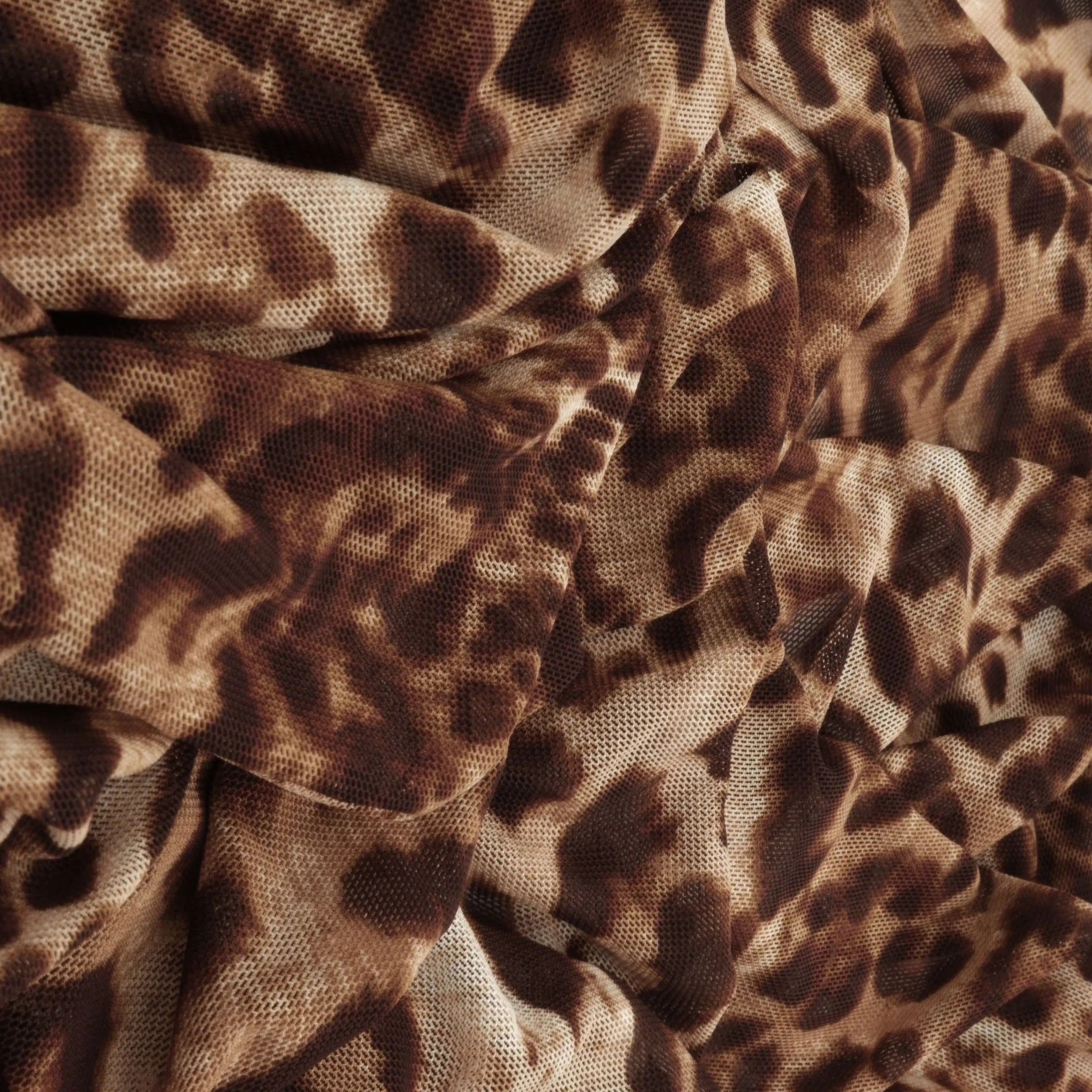 MESH-DU536 SAND/BROWN ANIMAL BLOUSE BODYSUIT BROWN CAMI CREAM FLOCKING IVORY LOUNGEWEAR MESH POLYESTER PRINT SPANDEX STRETCH TOPS TUNICS