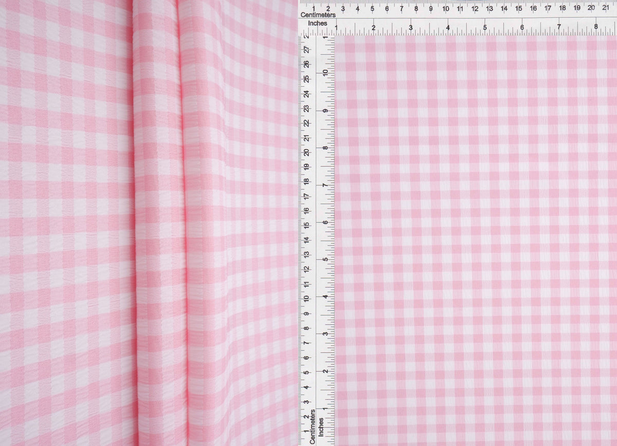 Textured Gingham Plaid Stretch Woven Fabric - GH4616 - Fabric Selection WS