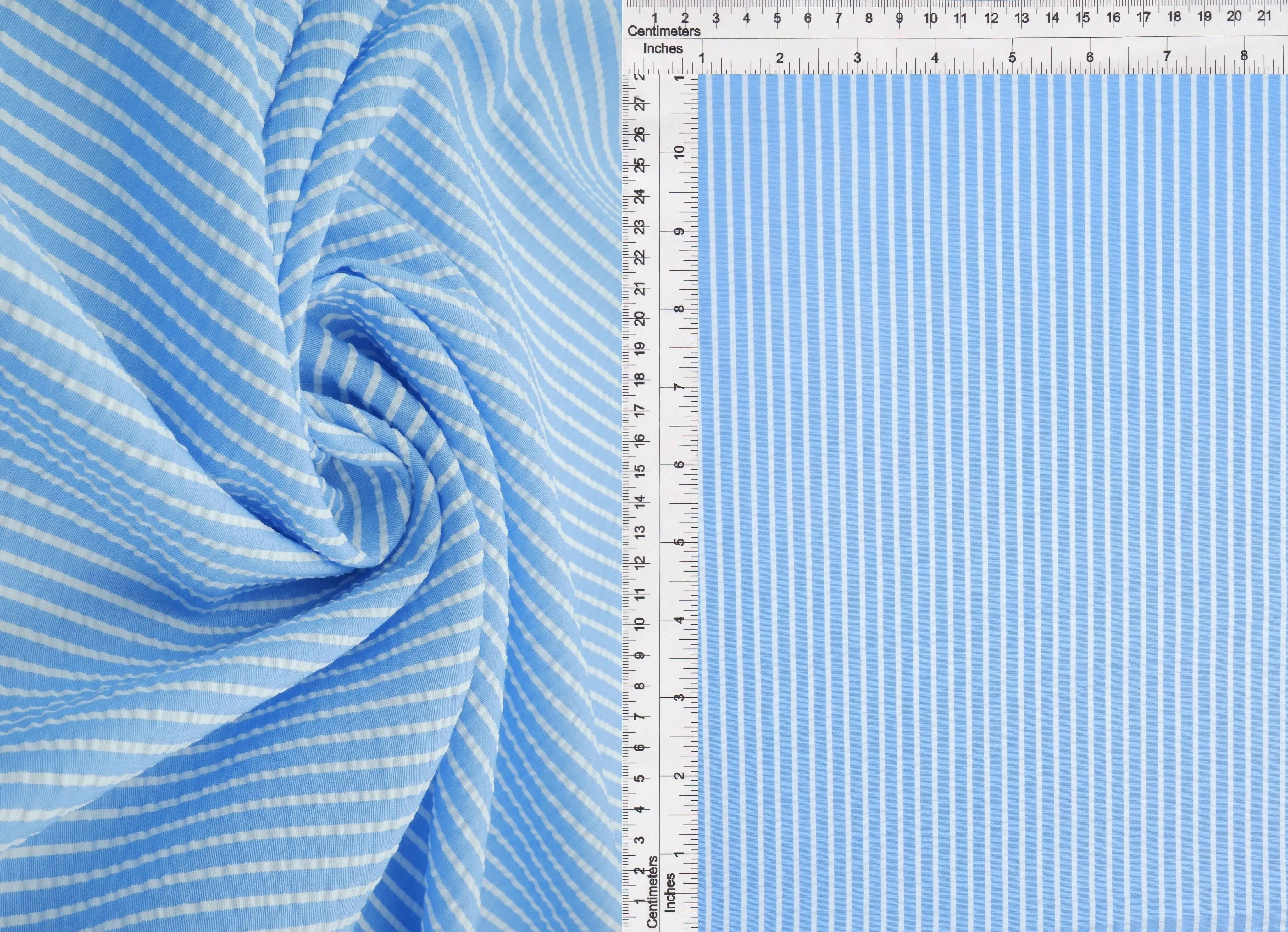 Seersucker Stripe Polyester Rayon Woven Fabric - POP4621 - Fabric Selection WS