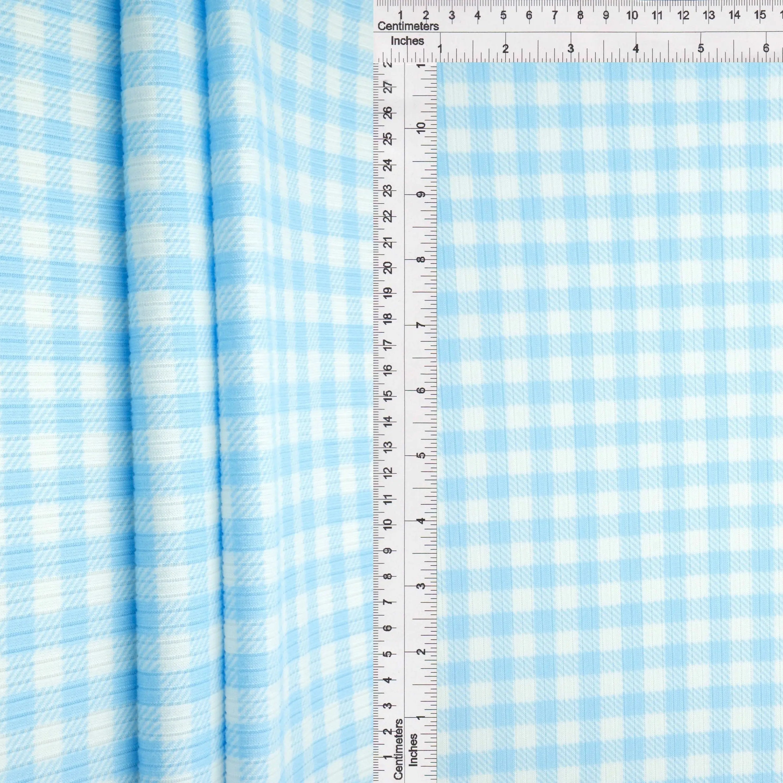 KNT3422-DU918 BLUE LT. BIKER SHORTS BODYSUIT BOTTOMS CAMI DRESS GINGHAM KNIT PANTS POLYESTER PRINT RIBBED 4X2 SKIRTS SPANDEX STRETCH SWEATER TOPS