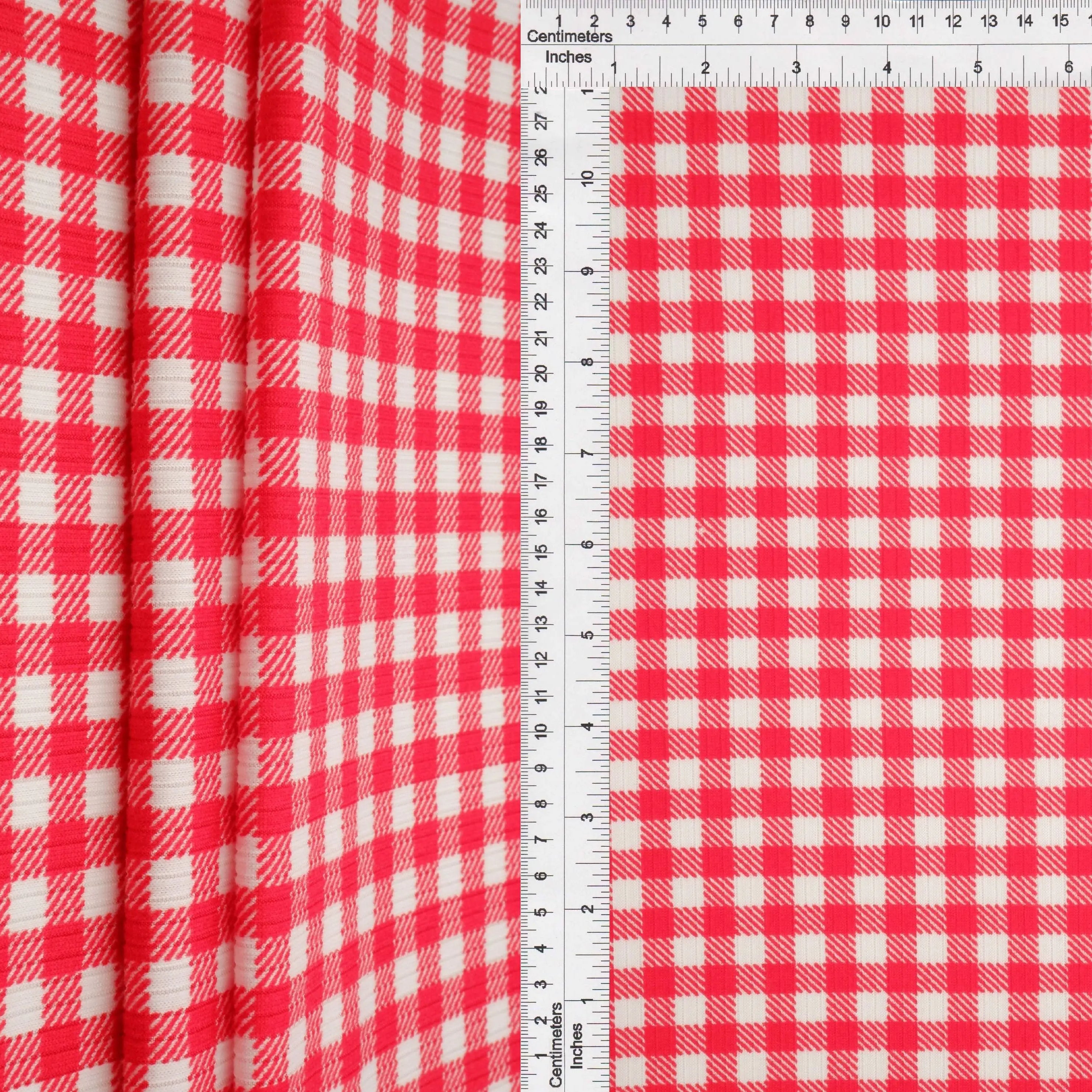 KNT3422-DU918 RED BIKER SHORTS BODYSUIT BOTTOMS CAMI DRESS GINGHAM KNIT PANTS POLYESTER PRINT RIBBED 4X2 SKIRTS SPANDEX STRETCH SWEATER TOPS