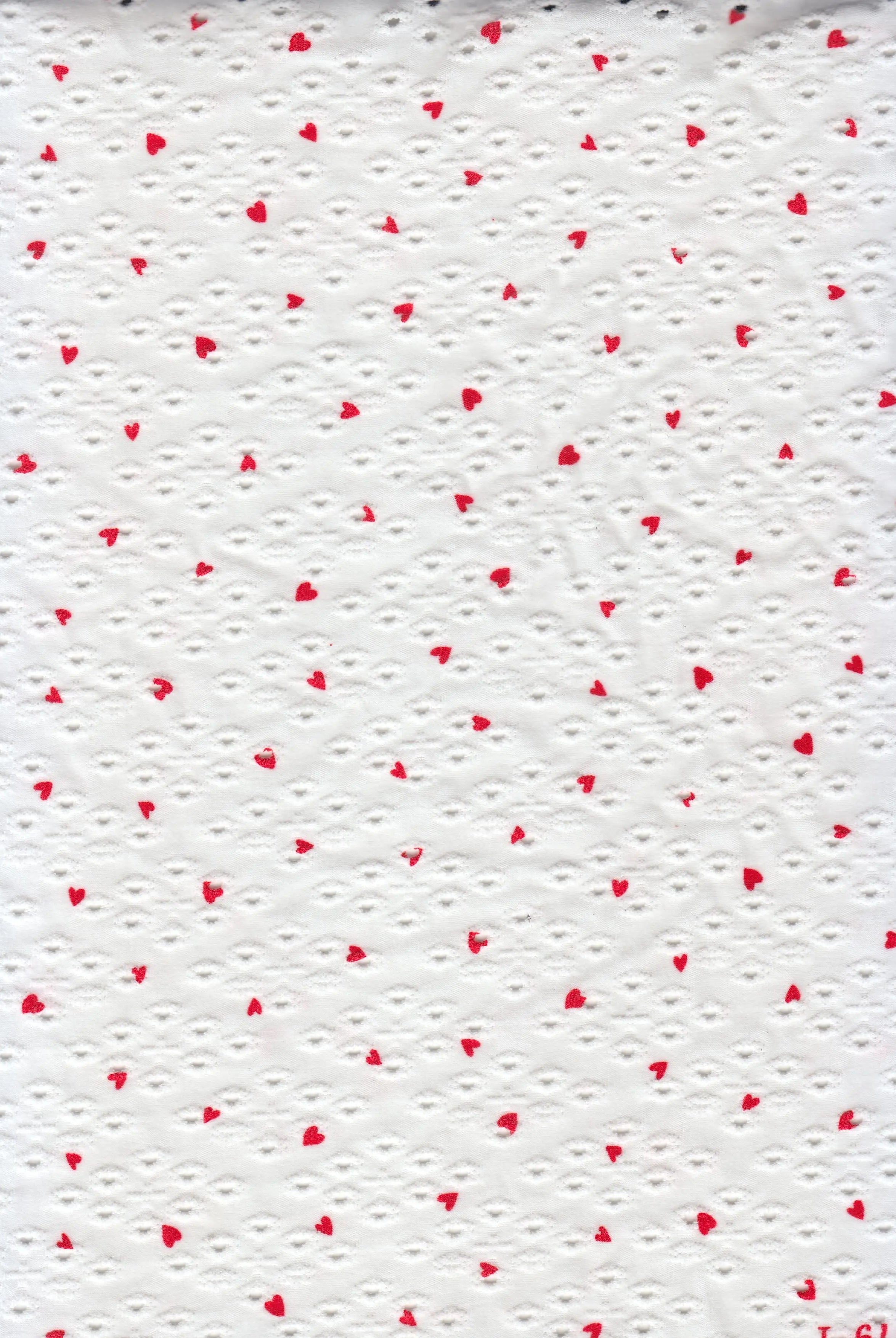 KNT4633-MS11496 IVORY/RED BLOUSE DRESS EYELET HEART IVORY JACQUARD KNIT POLYESTER PRINT RED SPANDEX STRETCH TOPS