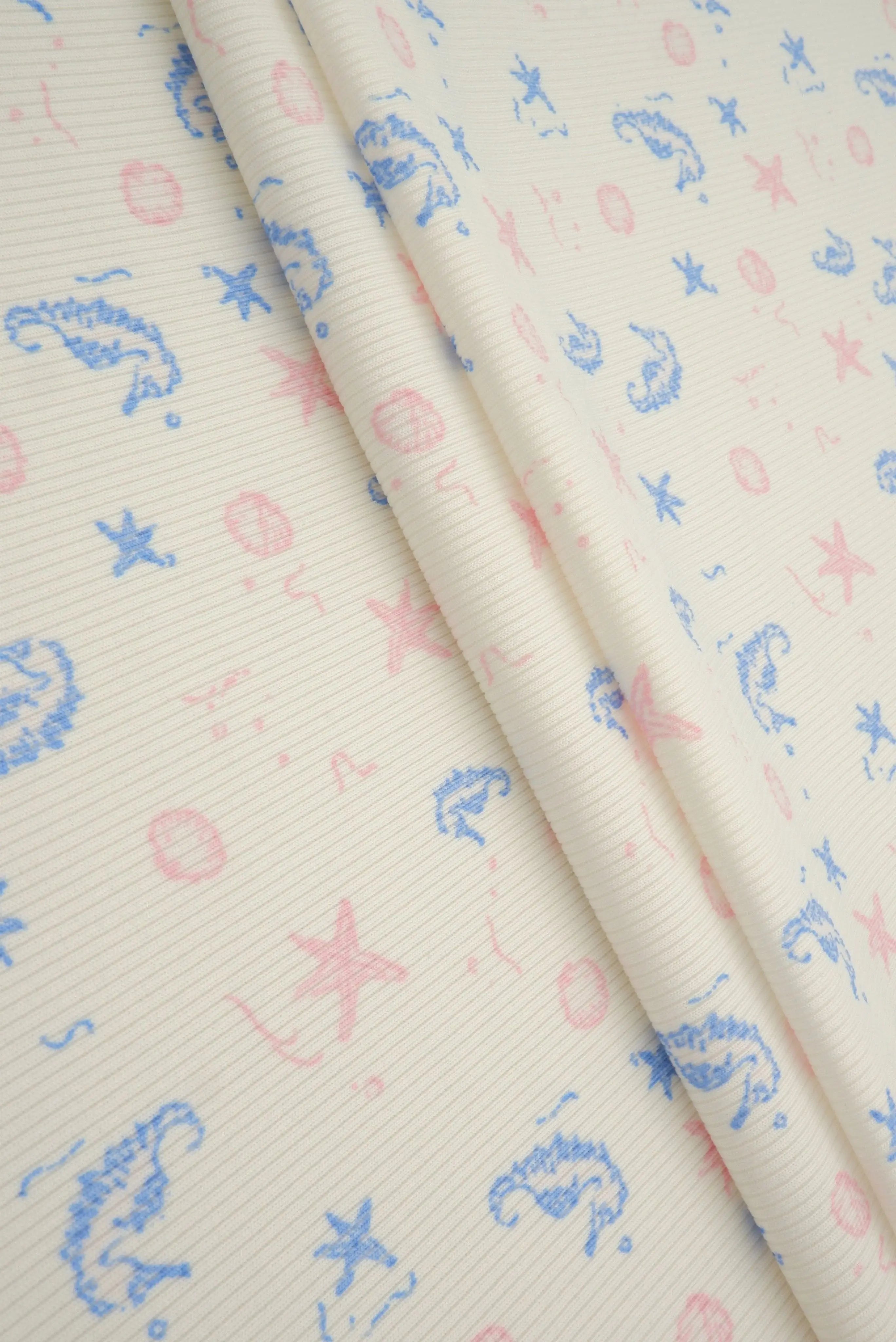 CF-MS11506 IVORY/PINK ACTIVEWEAR BODYSUIT BOTTOMS CAMI DRESS KNIT PANTS POLYESTER PRINT RIBBED 2X2 SKIRTS SPANDEX STRETCH TOPS UNDER SEA