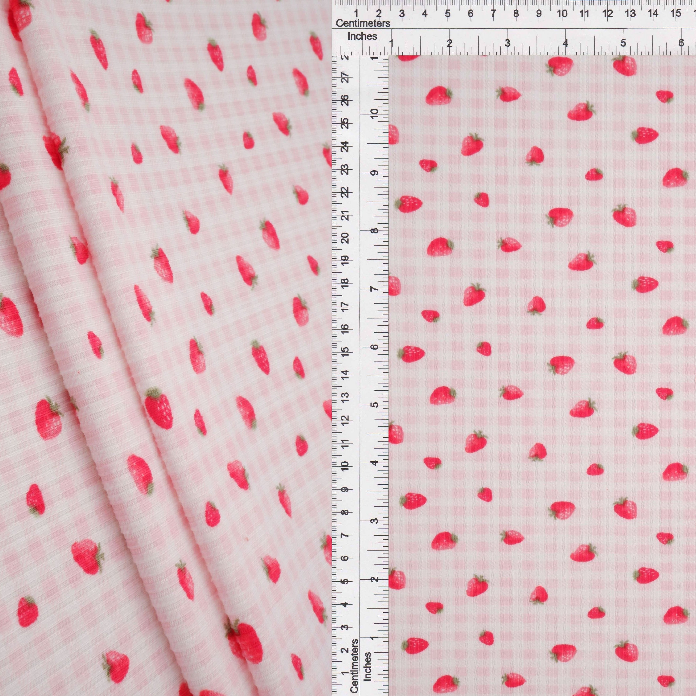 KNT3422-MS11494 PINK BLUSH BIKER SHORTS BLOUSE BOTTOMS CAMI DRESS KNIT PANTS POLYESTER PRINT RIB 4X2 SKIRTS SPANDEX STRAWBERRY STRETCH TOPS YUMMY