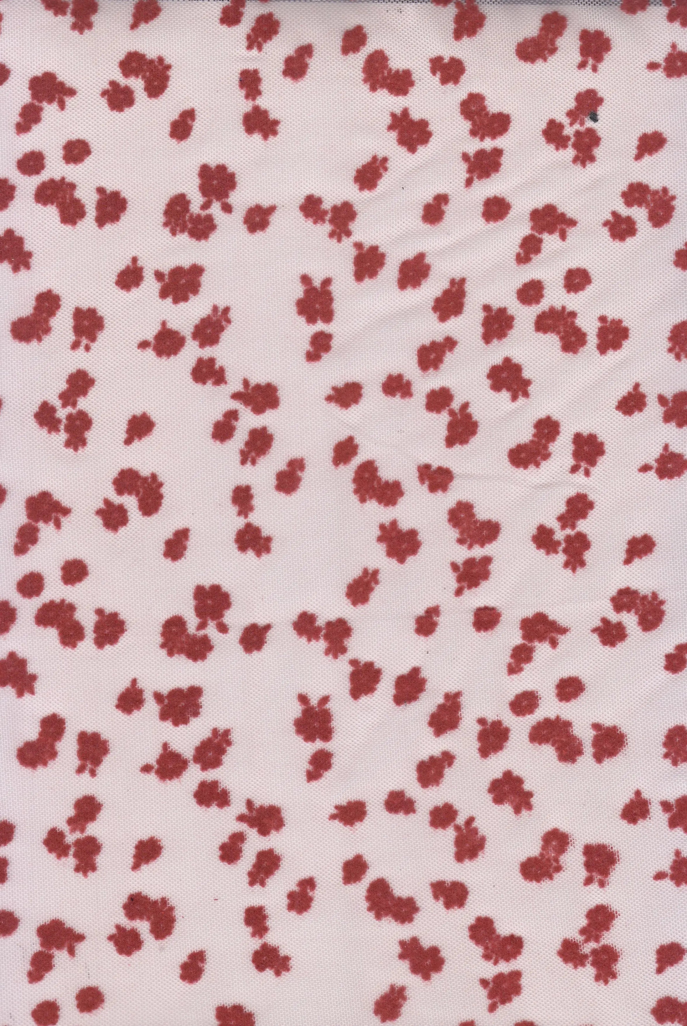 FLOCK-MS11486 RED BLOUSE BODYSUIT BOTTOMS CAMI DRESS FLOCKING FLORAL MESH POLYESTER PRINT SKIRTS SPANDEX STRETCH TOPS