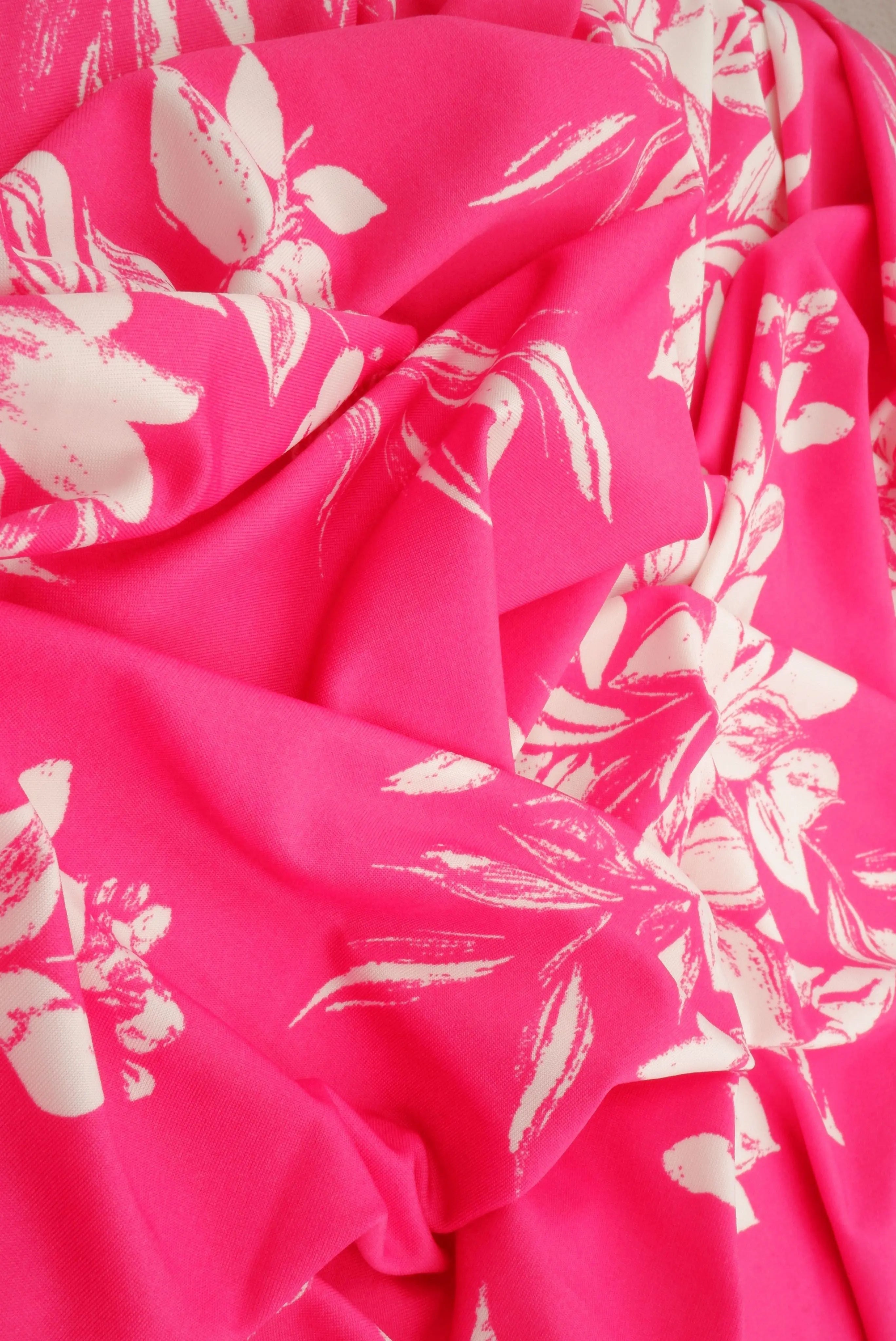 KNT4498-M11209B FUCHSIA BLOUSE BODYSUIT BOTTOMS CAMI DRESS FLORAL FLOWER KNIT POLYESTER PRINT SKIRTS SPANDEX STRETCH TOPS