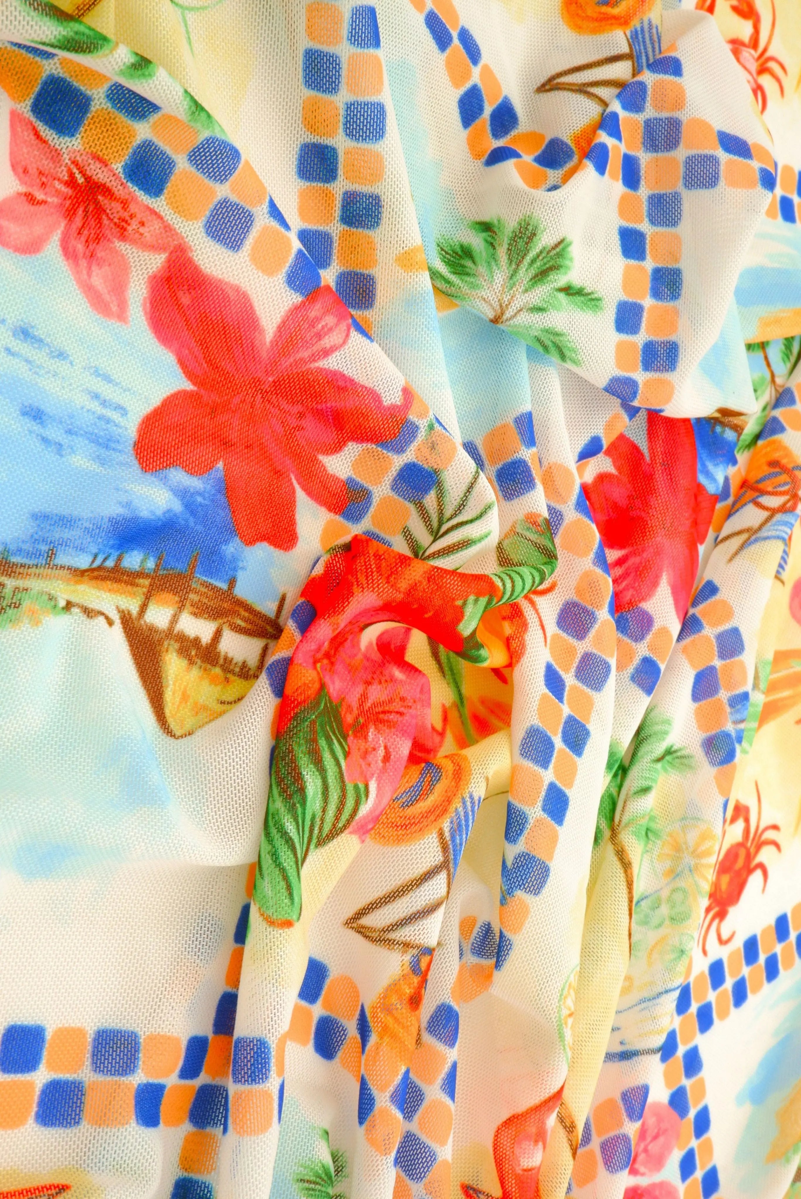 MESH-MS11503D RED MULTI DIGITAL PRINT MESH POLYESTER SPANDEX