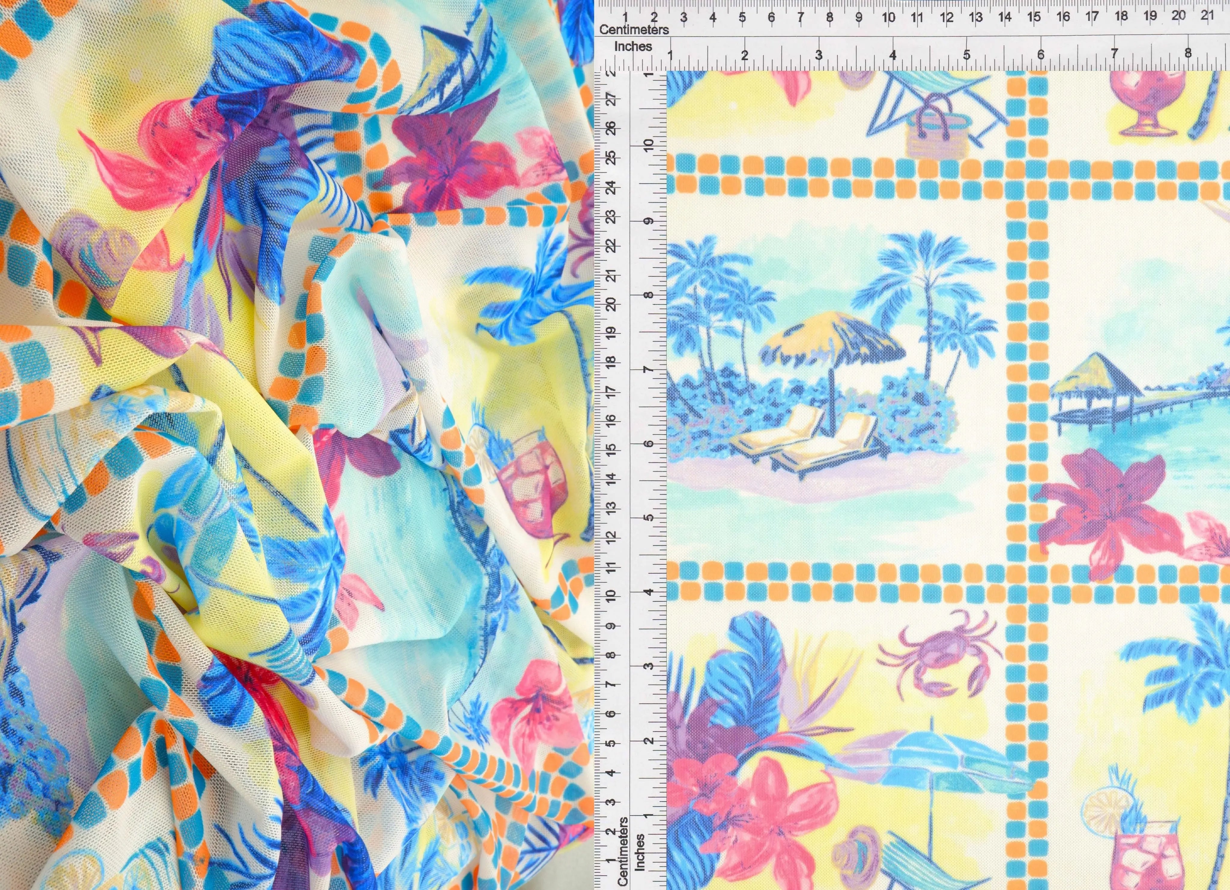 MESH-MS11503D BLUE MULTI DIGITAL PRINT MESH POLYESTER SPANDEX