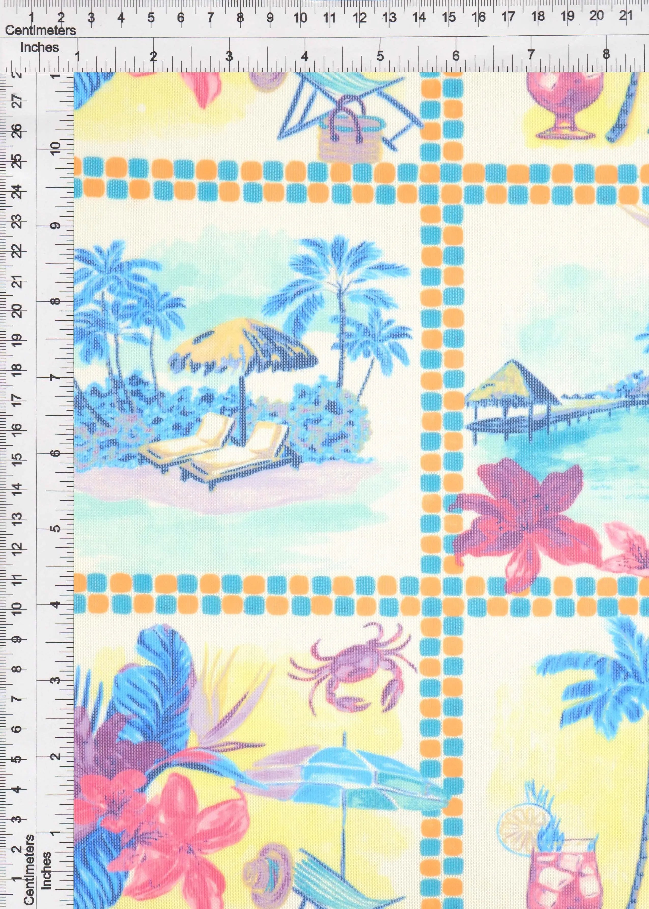 MESH-MS11503D BLUE MULTI DIGITAL PRINT MESH POLYESTER SPANDEX