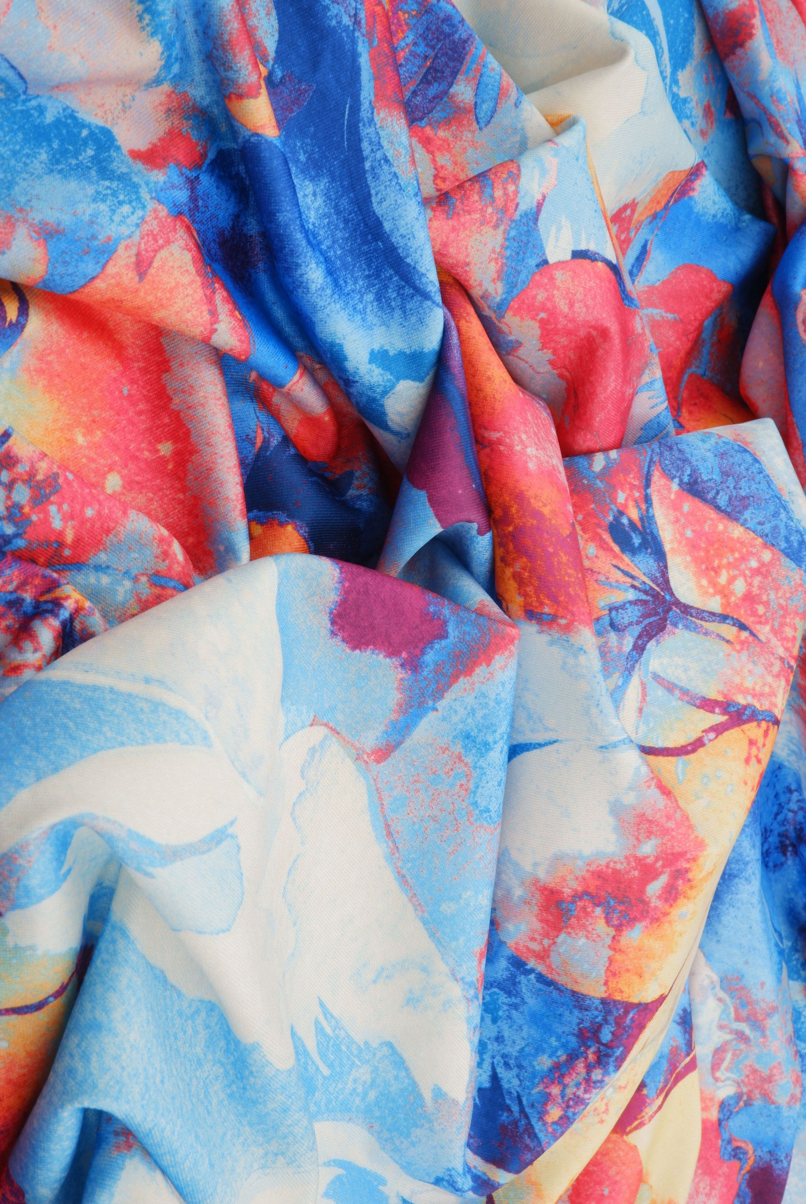 Large Floral Digital Print DTY Knit Fabric - KNT4498-M11516D - Fabric Selection WS