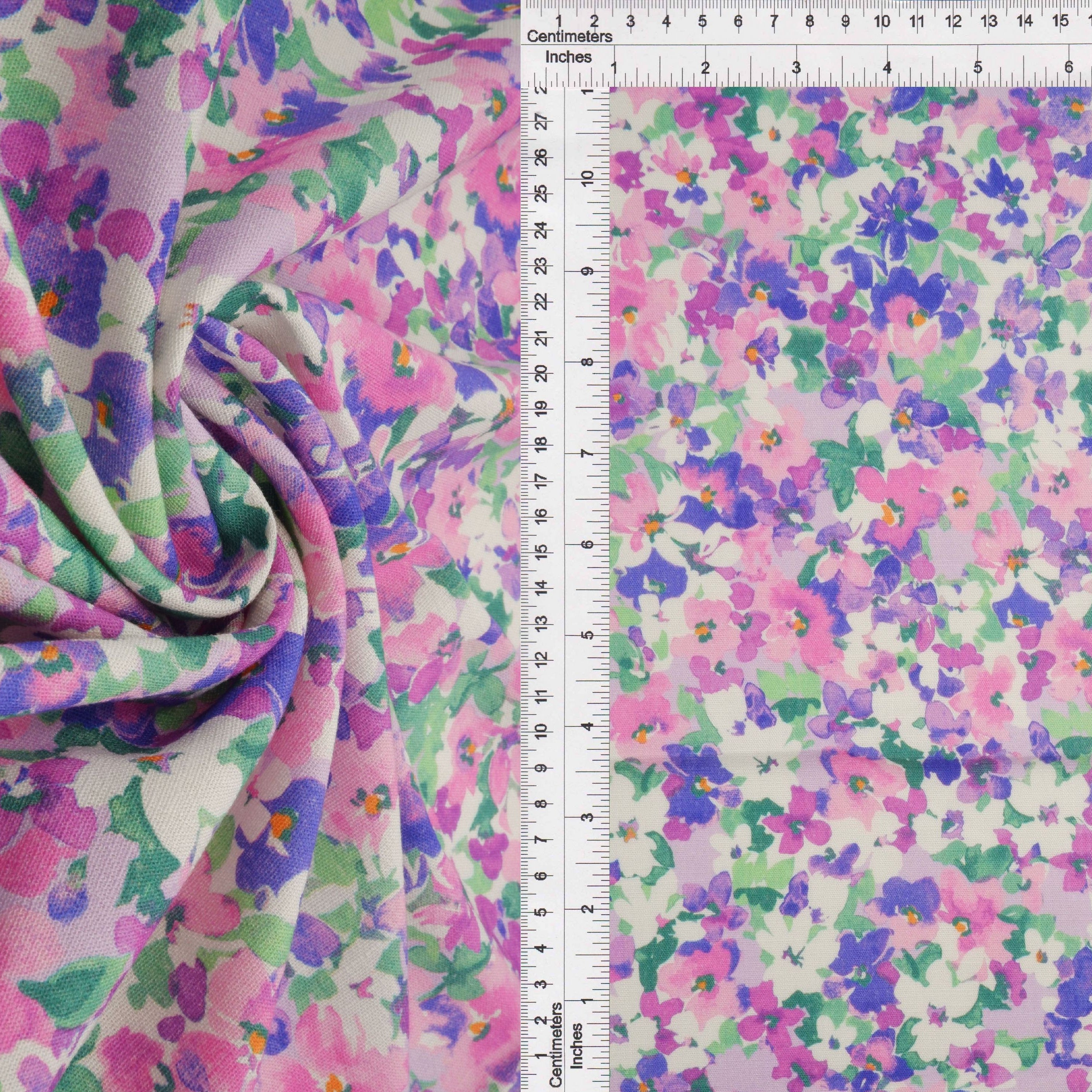 LIN4650-M11475D VIOLET MULTI BLOUSE CAMI DIGITAL PRINT DRESS FLORAL FLOWER LINEN PANTS RAYON SKIRTS TOPS WOVEN