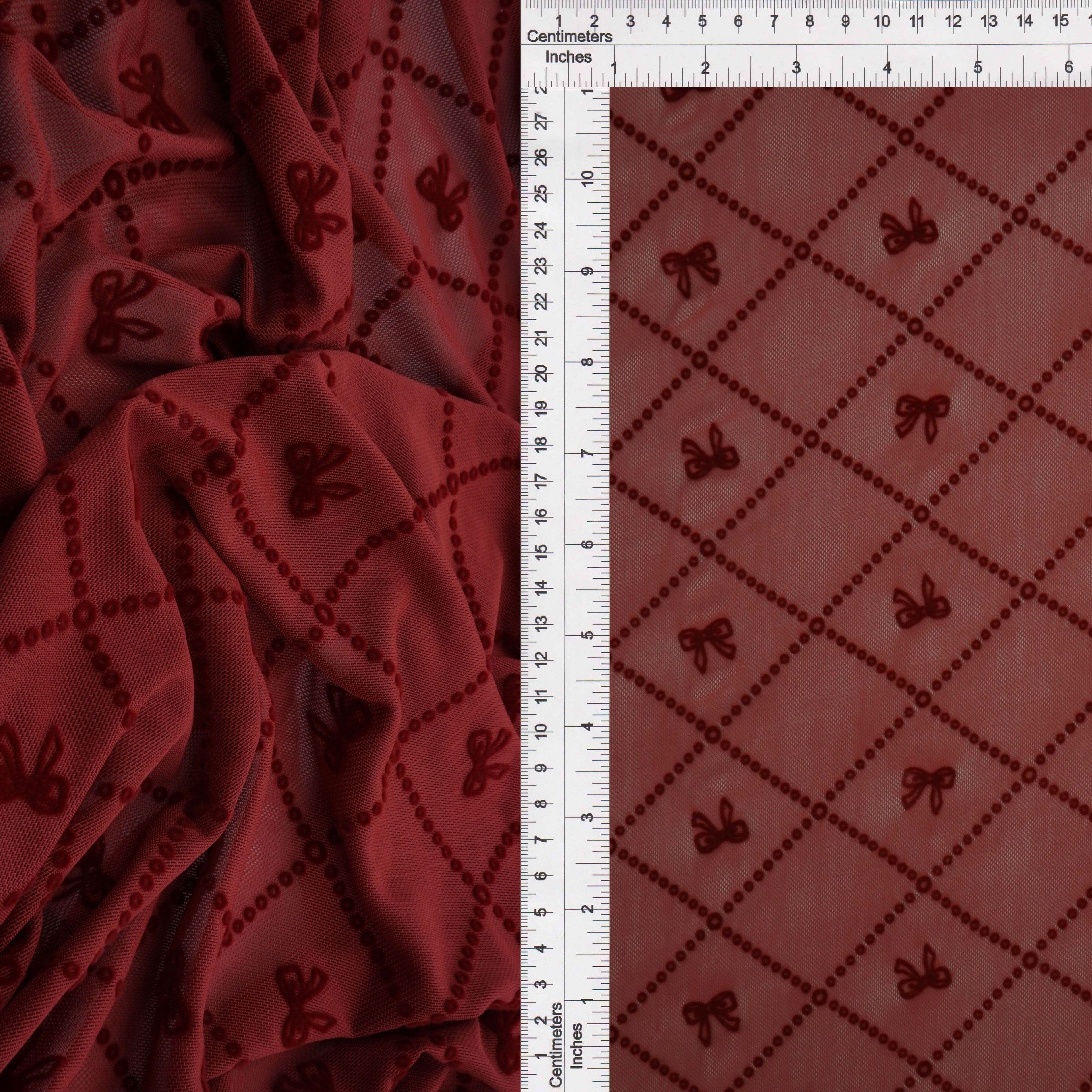 FLOCK-MS11377 CHERRY RED BLOUSE BODYSUIT BOTTOMS CONVERSATIONAL DRESS FLOCKING KNIT MESH PANTS POLYESTER PRINT SKIRTS SPANDEX STRETCH TOPS