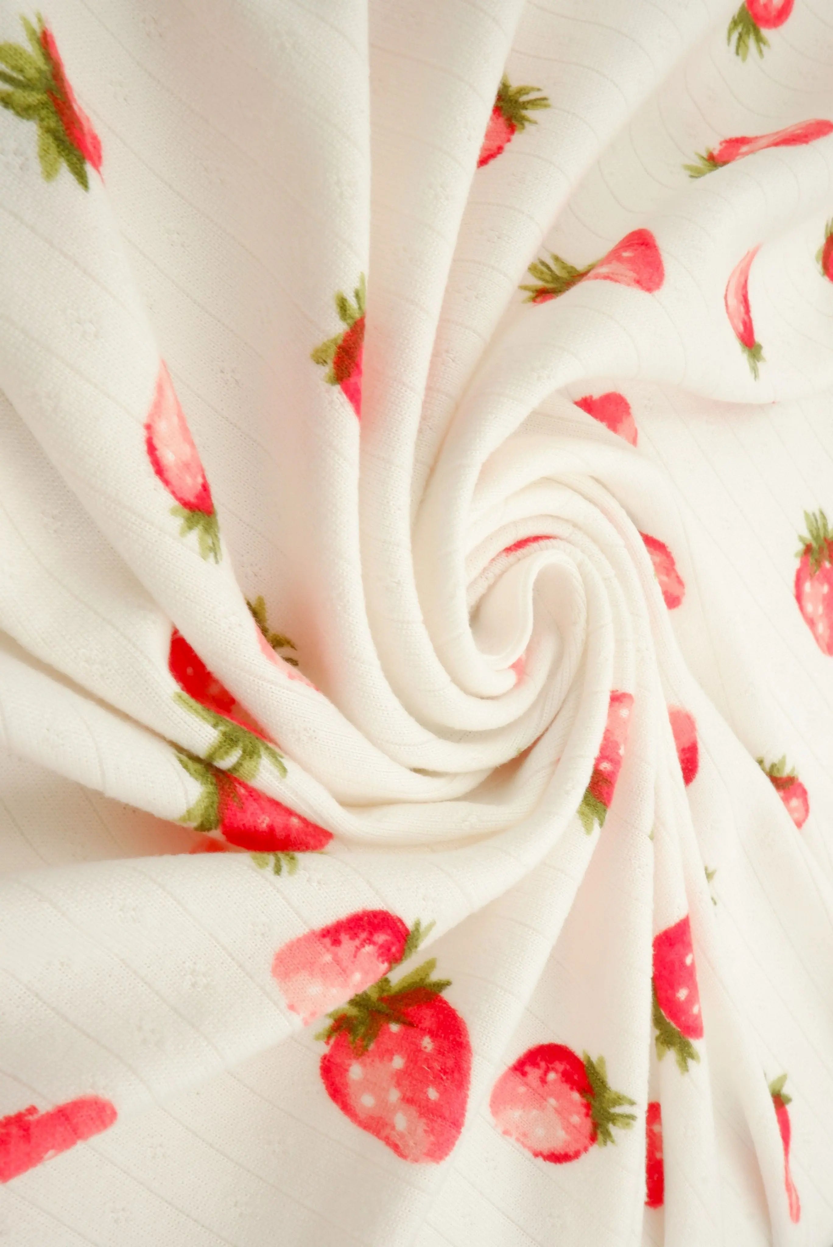 KNT4622-MS11480 IVORY/RED ACTIVEWEAR BLOUSE BOTTOMS CAMI DRESS KNIT OUTERWEAR POINTELLE POLYESTER PRINT RIBBED SKIRTS SPANDEX STRAWBERRY T-SHIRT TOPS TUNICS