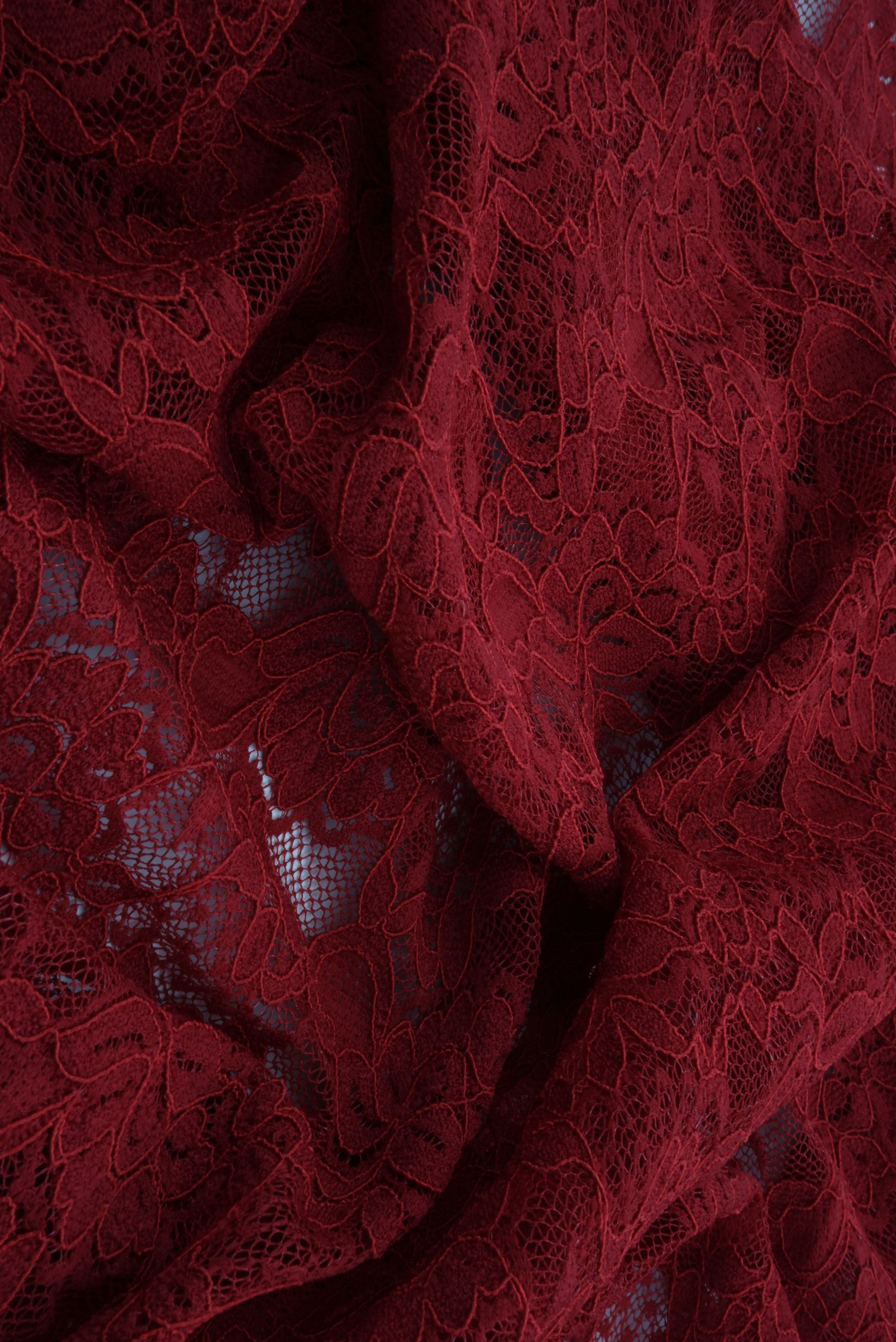 LACE4478 CHERRY RED BLOUSE BODYSUIT BOTTOMS CAMI DRESS FLORAL LACE LOUNGEWEAR POLYESTER SOLID SPANDEX T-SHIRT TOPS TUNICS