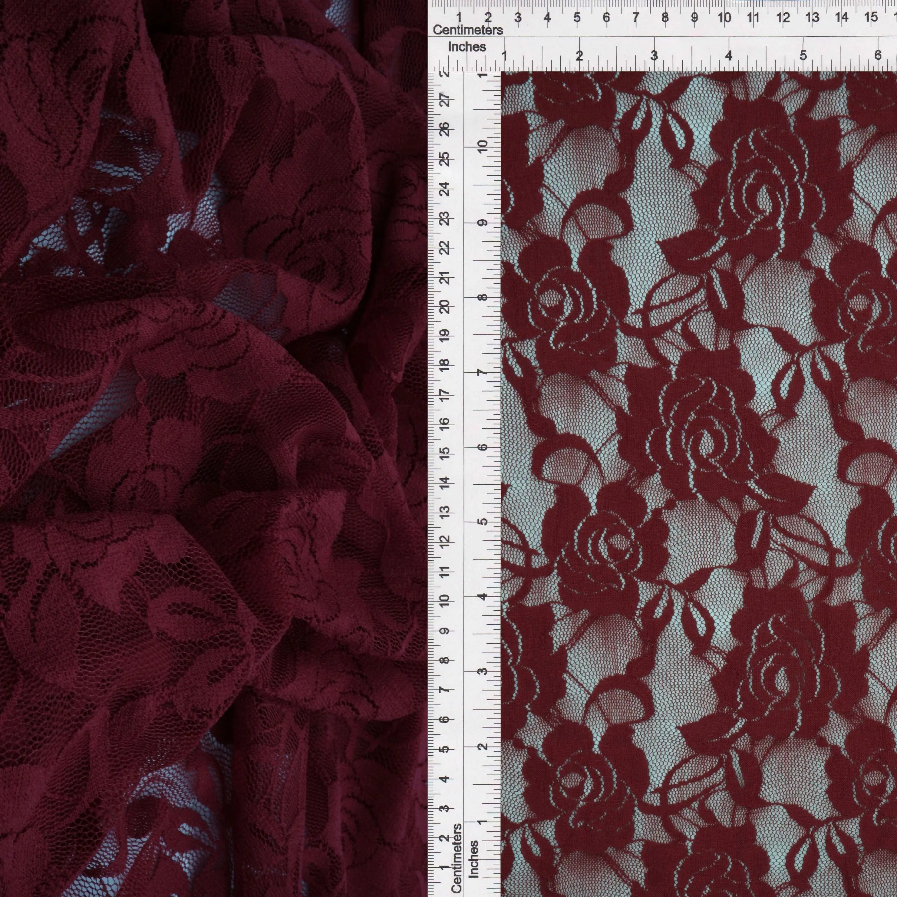 LACE1379 SOLID BURGUNDY LACE