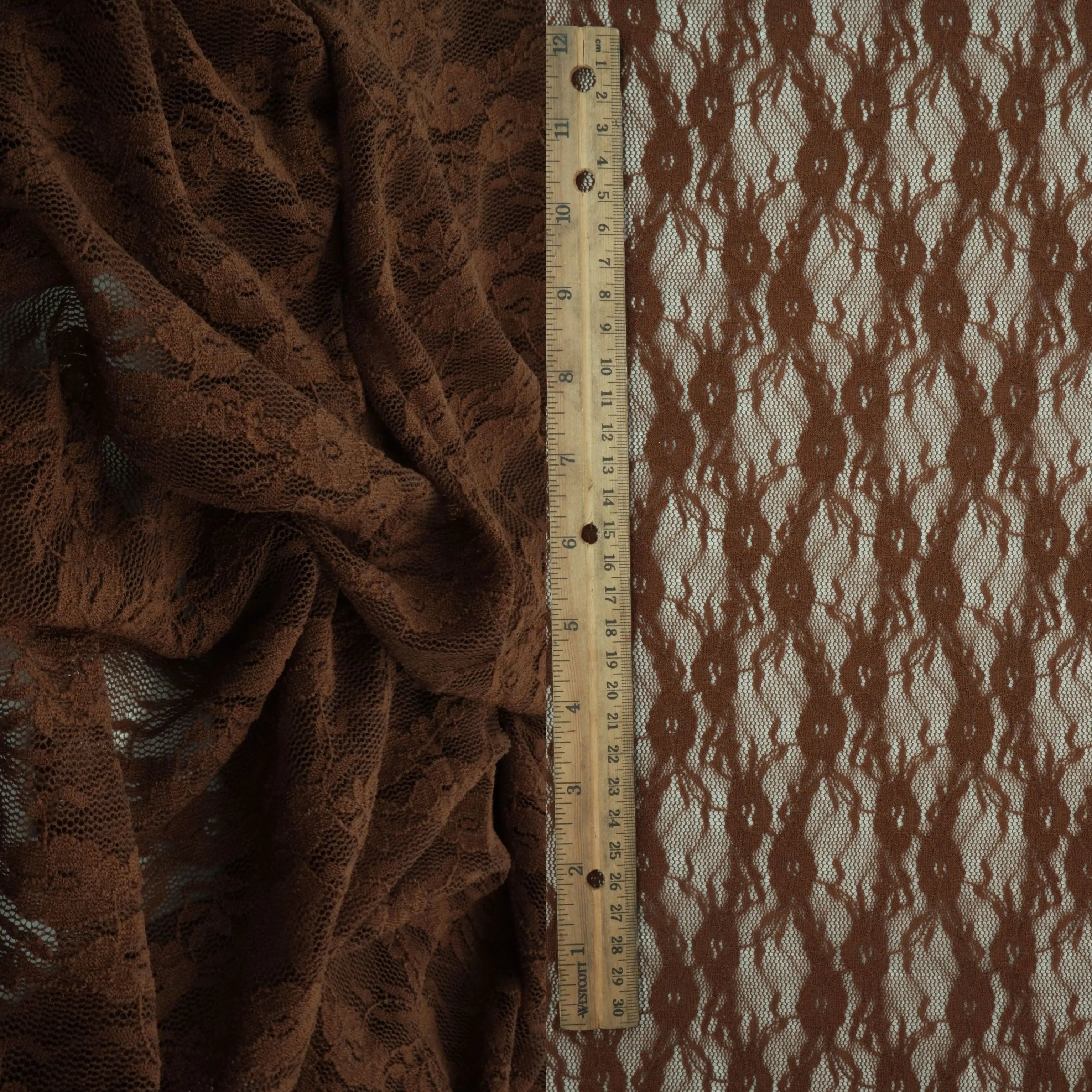 LACE-4481 BROWN BLOUSE BODYSUIT DRESS FLORAL LACE LOUNGEWEAR NO-PRINT NYLON SOLID SPANDEX T-SHIRT TOPS TUNICS