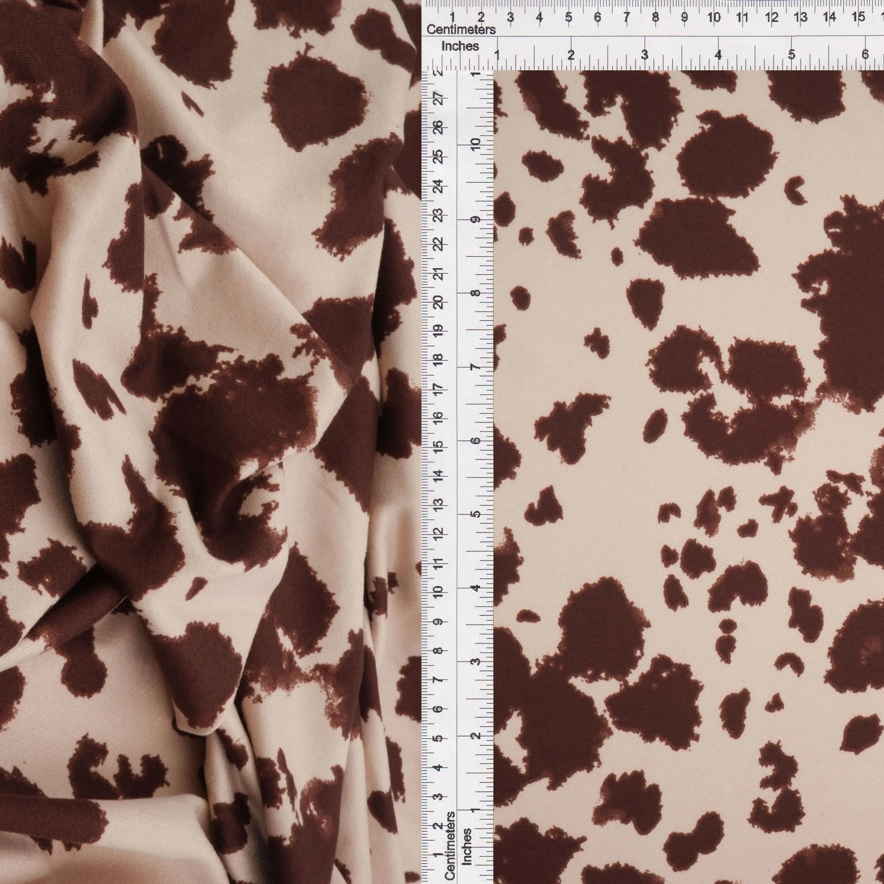 KNT4520-MS11098 TAUPE/BROWN ACTIVEWEAR ANIMAL BIKER SHORTS BLOUSE BODYSUIT BOTTOMS CAMI COW DRESS KNIT PANTS POLYESTER PRINT SKIRTS SPANDEX STRETCH TOPS