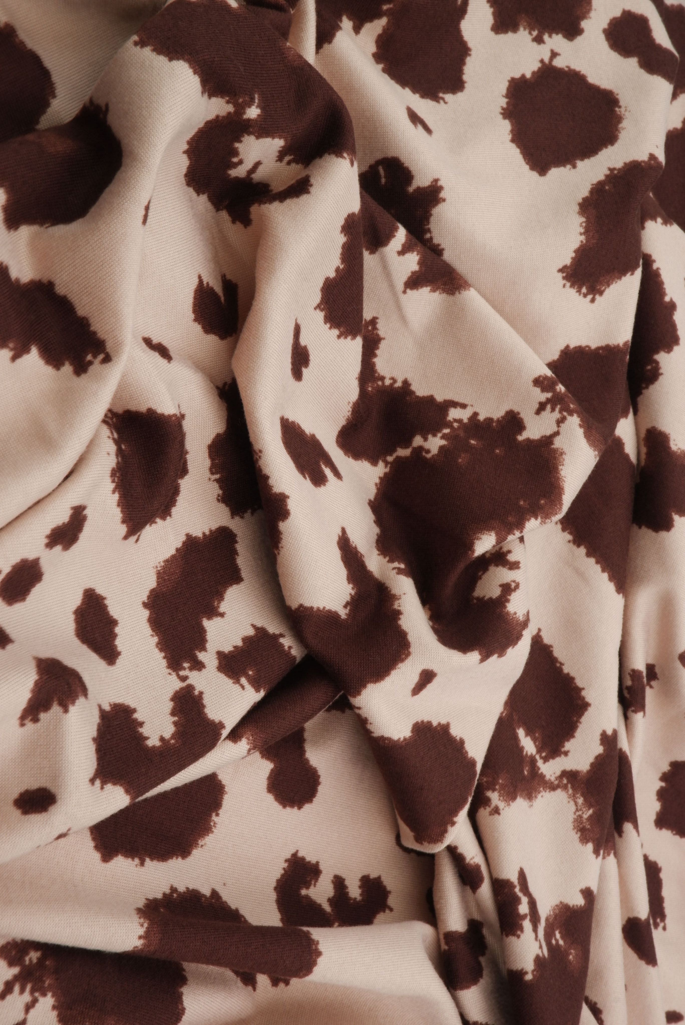 KNT4520-MS11098 TAUPE/BROWN ACTIVEWEAR ANIMAL BIKER SHORTS BLOUSE BODYSUIT BOTTOMS CAMI COW DRESS KNIT PANTS POLYESTER PRINT SKIRTS SPANDEX STRETCH TOPS