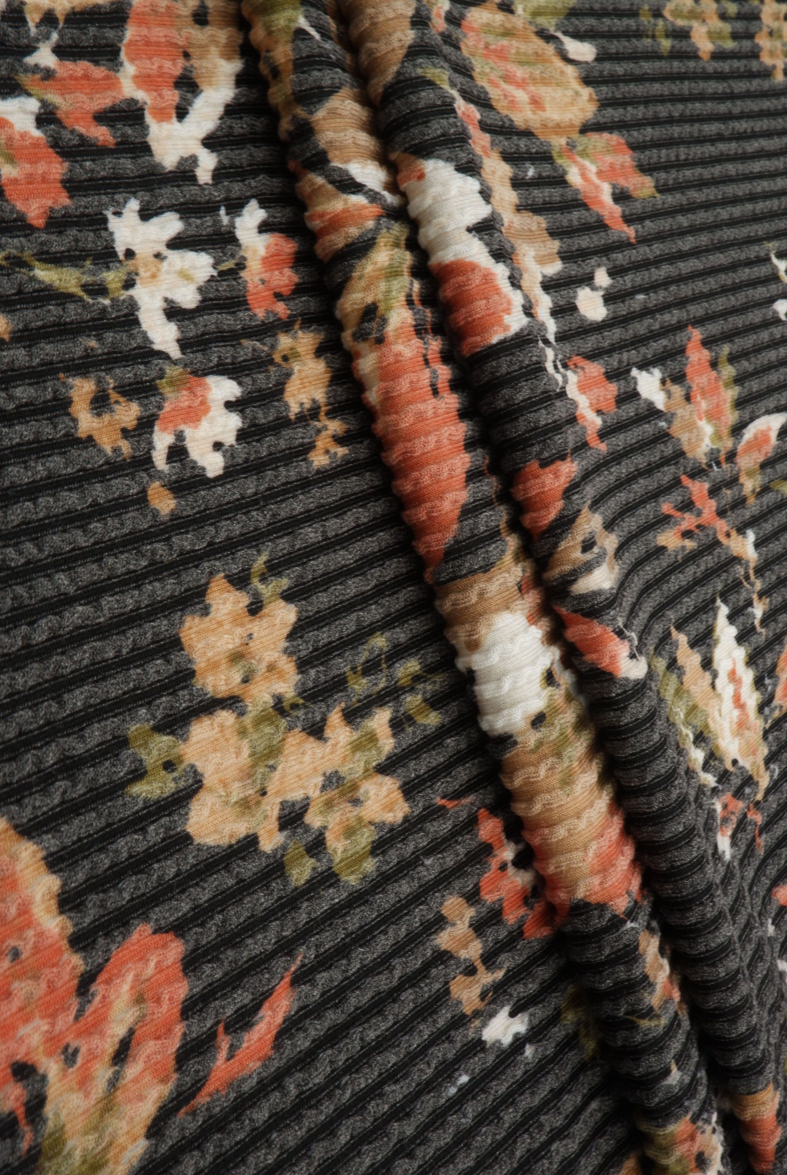 KNT4463-MS11312 BLACK ACTIVEWEAR BOTTOMS DOUBLE KNIT DRESS FLORAL JACQUARD PANTS POLYESTER RAYON RIB SKIRTS SOLID SPANDEX STRETCH TOPS URBAN