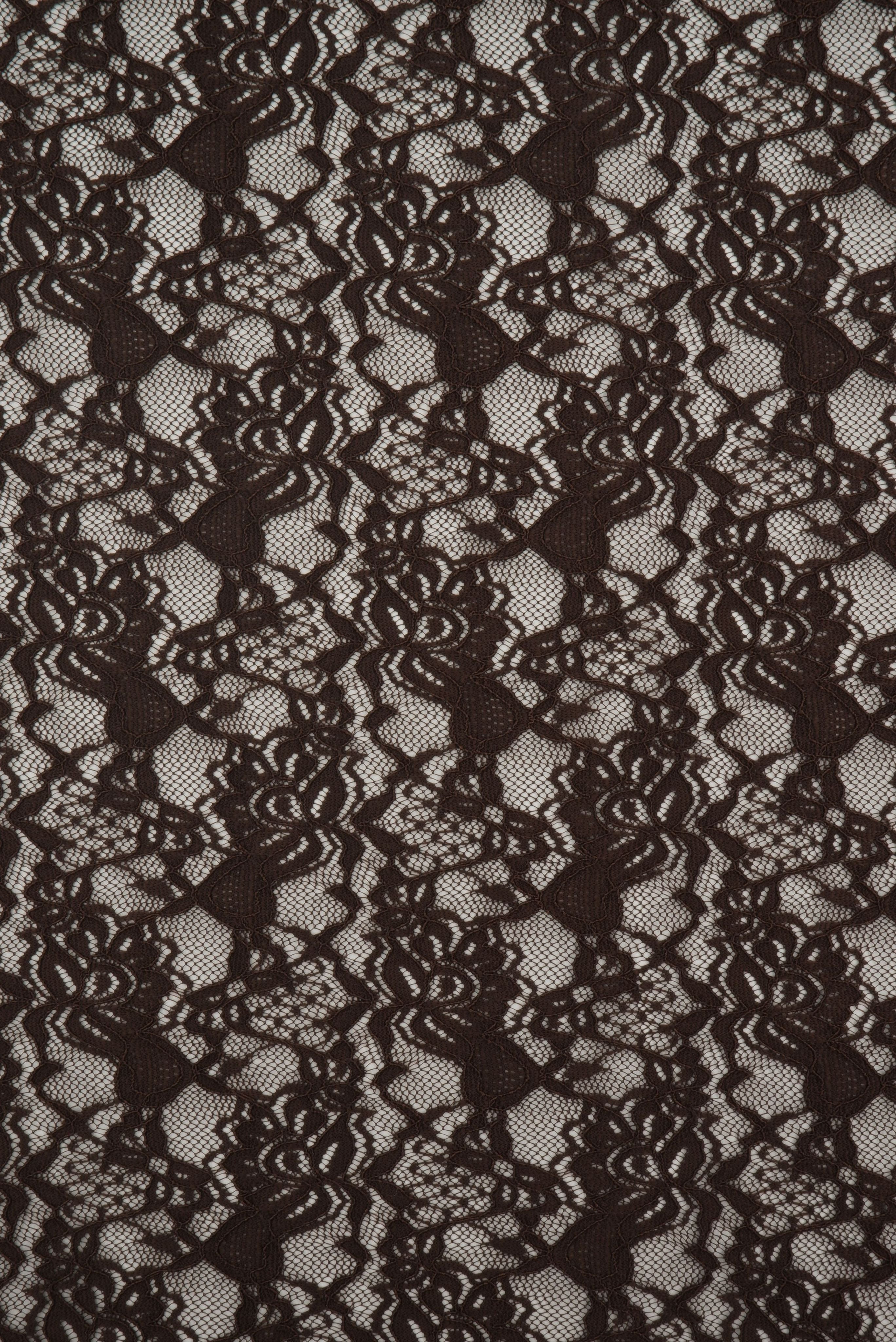 LACE4478 BROWN DK BLOUSE BODYSUIT BOTTOMS CAMI DRESS FLORAL LACE LOUNGEWEAR POLYESTER SOLID SPANDEX T-SHIRT TOPS TUNICS