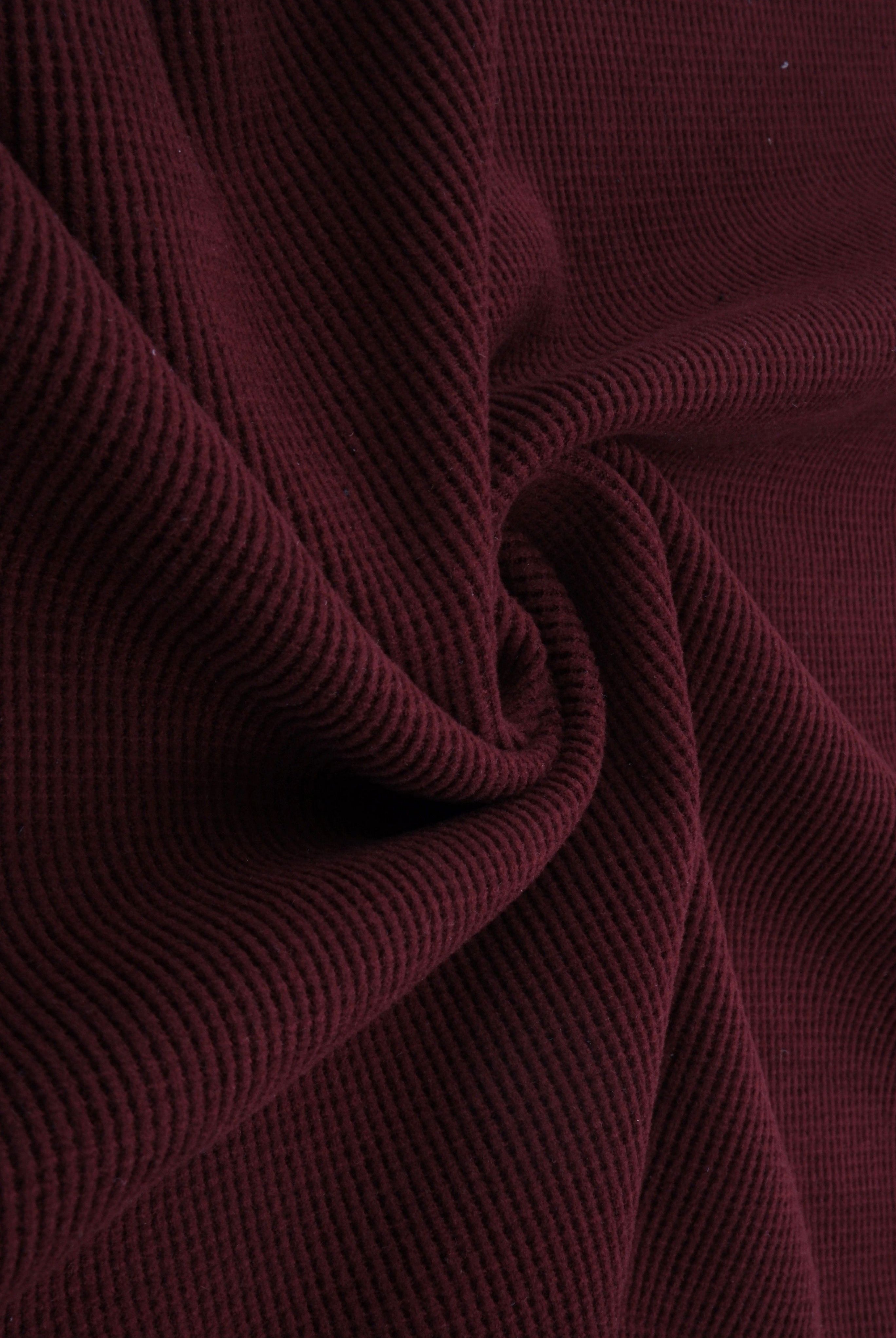 KNT4612 BURGUNDY BOTTOMS KNIT NO-PRINT PANTS SKIRTS SOLID-B STRETCH SWEATER SWEATSHIRT TOPS TUNICS WAFFLE