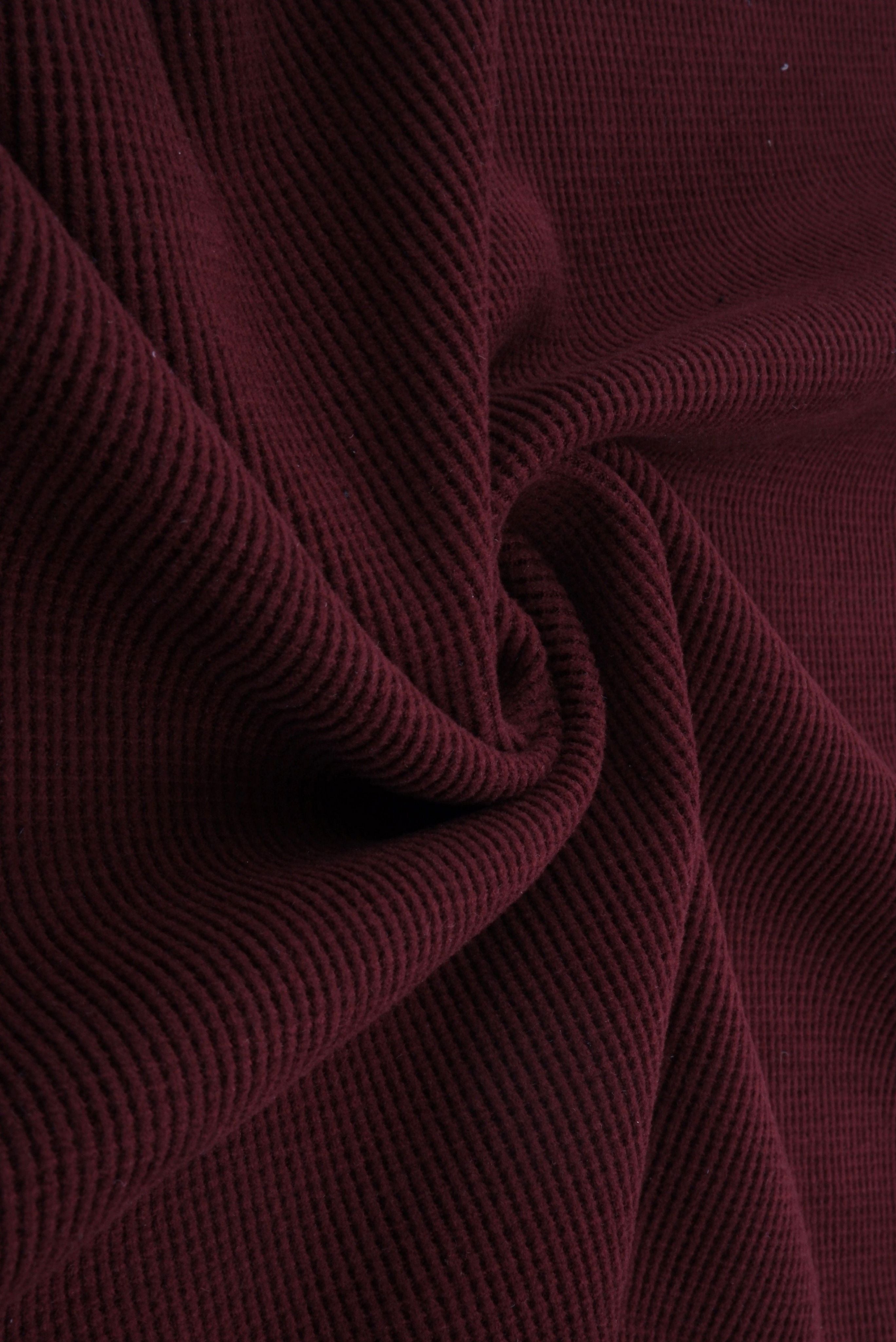 KNT4612 BURGUNDY BOTTOMS KNIT NO-PRINT PANTS SKIRTS SOLID-B STRETCH SWEATER SWEATSHIRT TOPS TUNICS WAFFLE