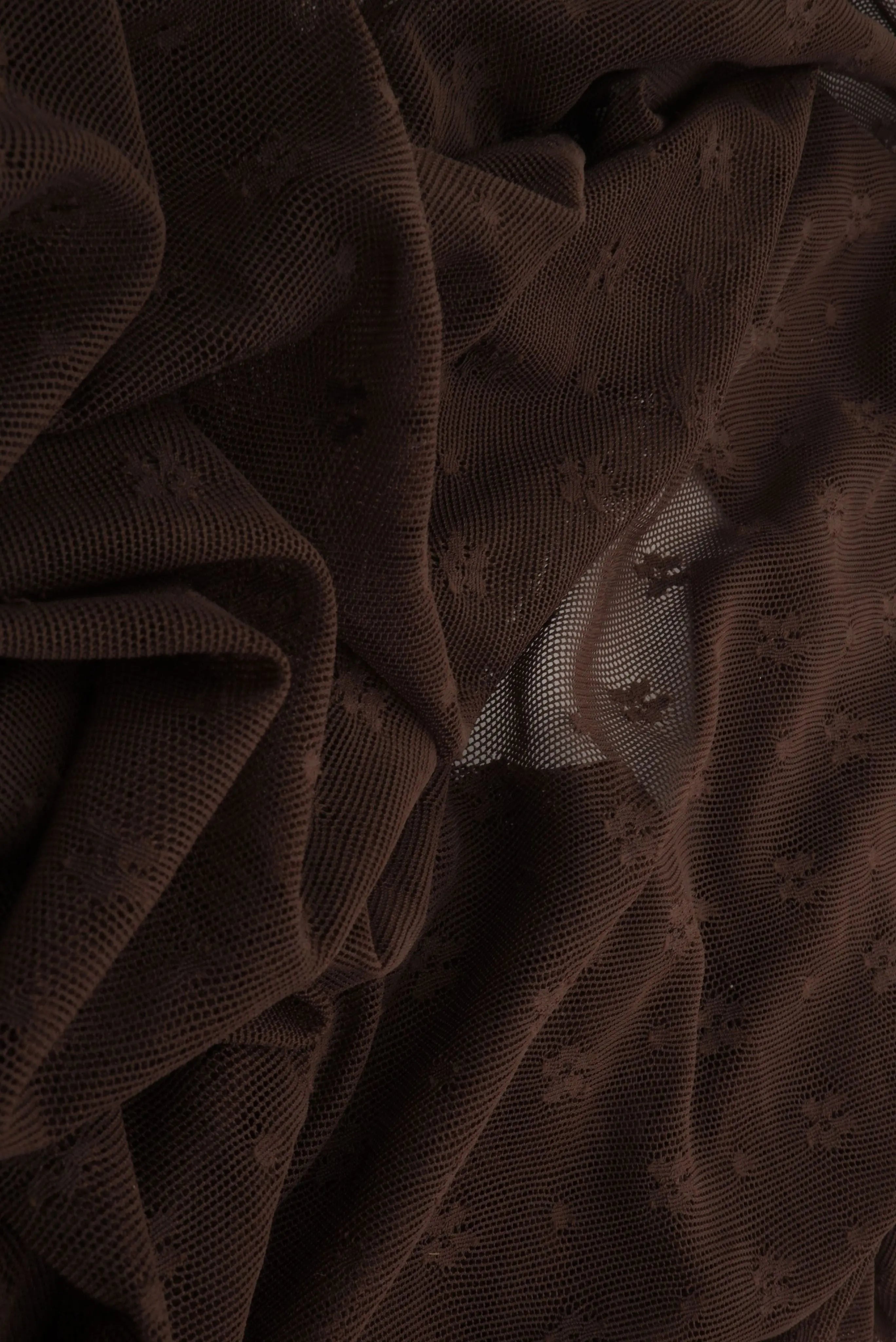 LACE-4658 BROWN DK. BLOUSE BODYSUIT DRESS LACE NYLON SKIRTS SPANDEX TOPS TUNICS