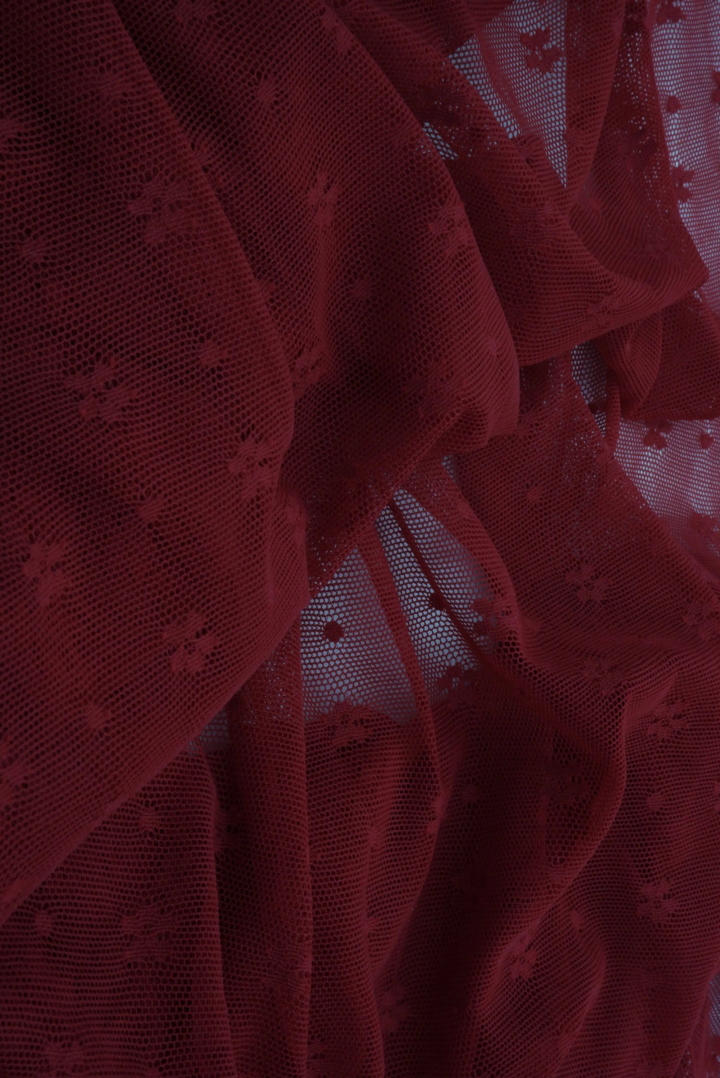 LACE-4658 CHERRY RED BLOUSE BODYSUIT DRESS LACE NYLON SKIRTS SPANDEX TOPS TUNICS