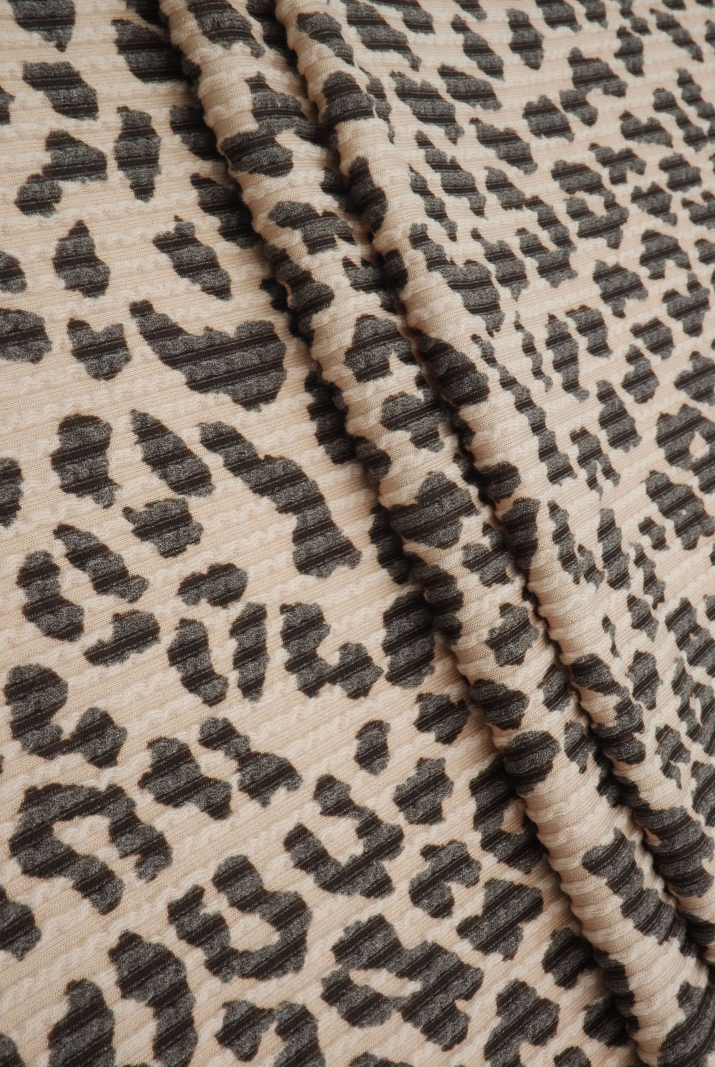 KNT4463-S304102 TAUPE ACTIVEWEAR ANIMAL BODYSUIT DOUBLE KNIT DRESS JACQUARD PANTS POLYESTER RAYON RIB SKIRTS SOLID SPANDEX STRETCH URBAN