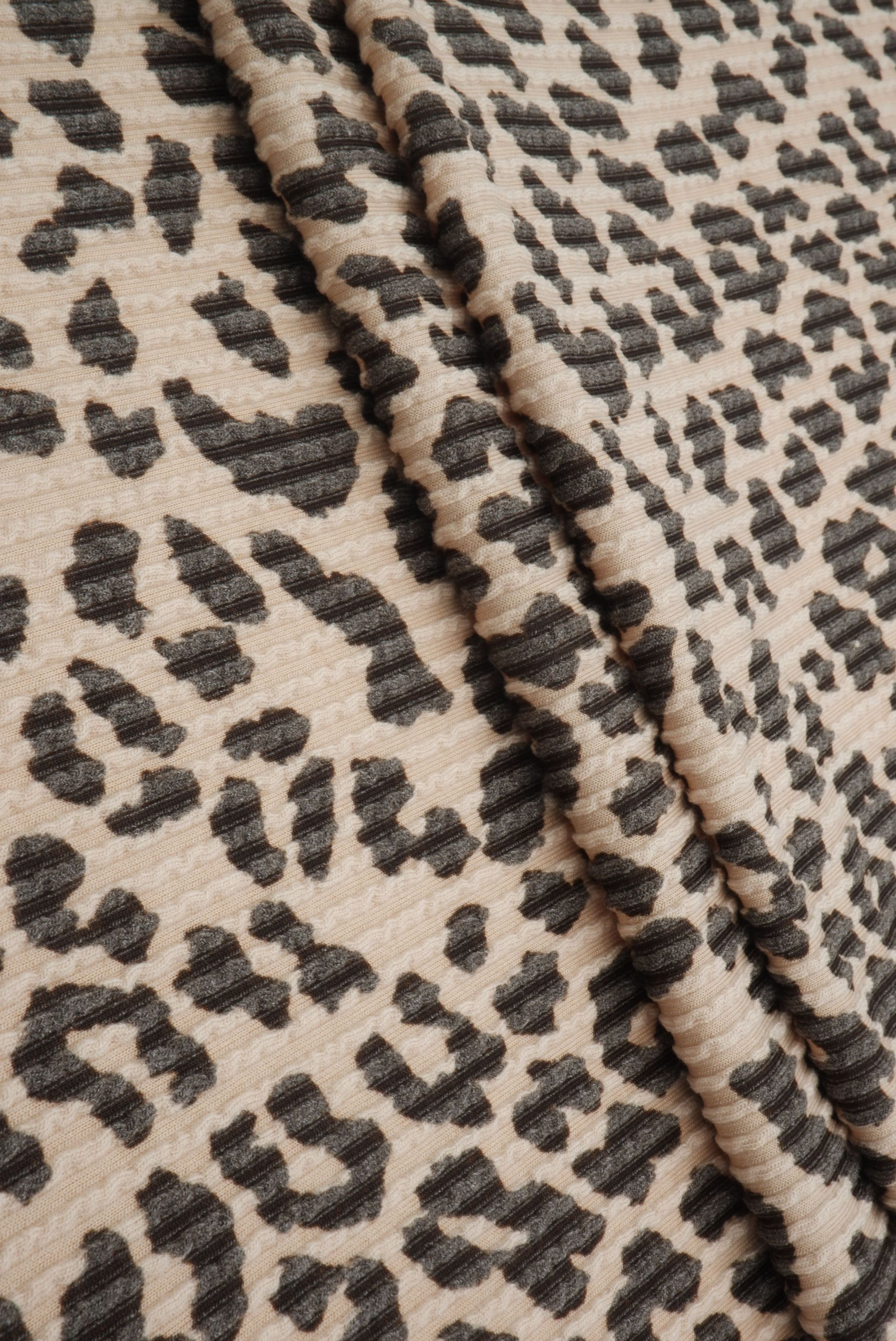 KNT4463-S304102 TAUPE ACTIVEWEAR ANIMAL BODYSUIT DOUBLE KNIT DRESS JACQUARD PANTS POLYESTER RAYON RIB SKIRTS SOLID SPANDEX STRETCH URBAN