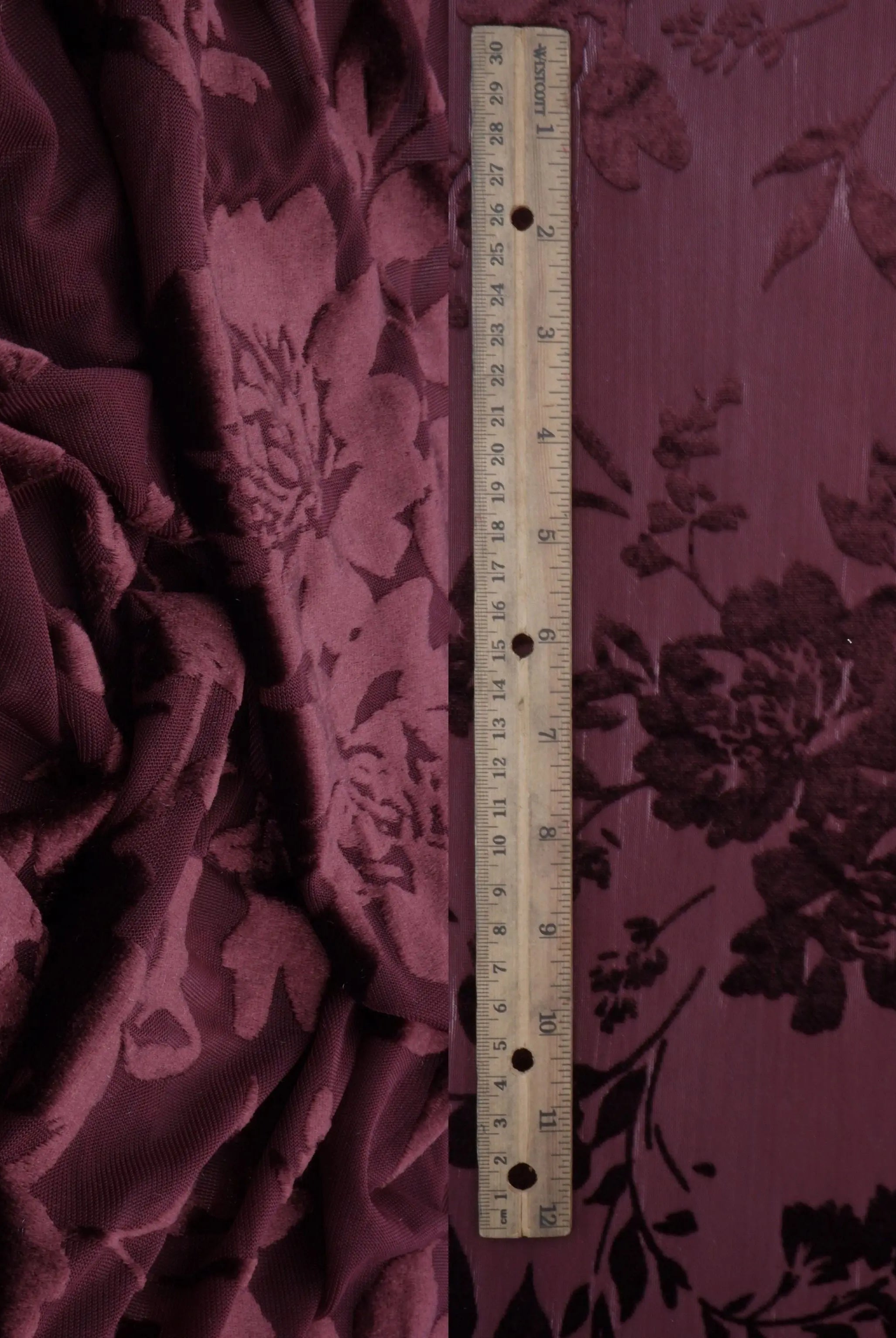 KNT3869-MS11375 BURGUNDY BLOUSE BODYSUIT BOTTOMS BURNOUT CAMI DRESS FLORAL KNIT NYLON PANTS POLYESTER PRINT-B SPANDEX STRETCH TOPS TUNICS