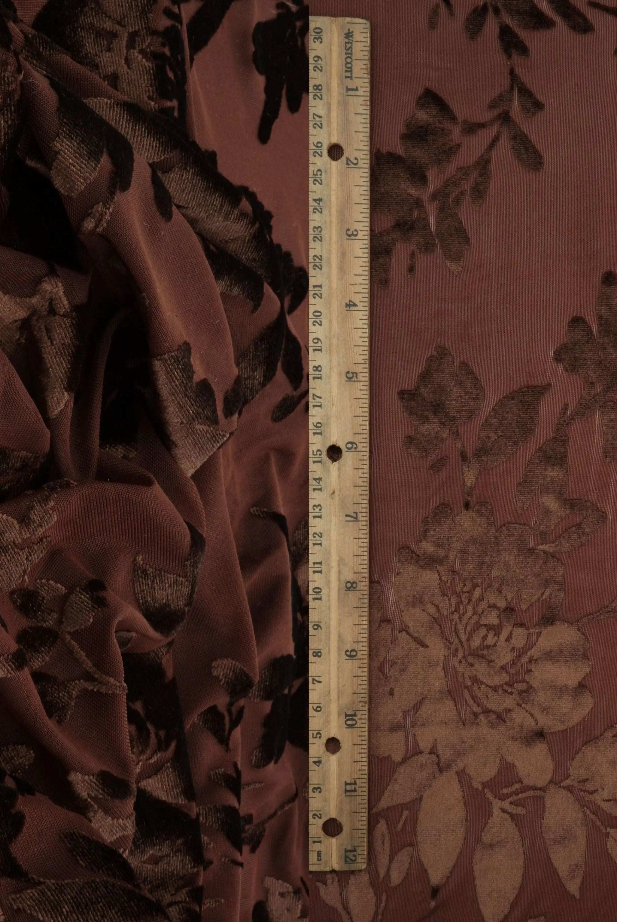 KNT3869-MS11375 BROWN BLOUSE BODYSUIT BOTTOMS BURNOUT CAMI DRESS FLORAL KNIT NYLON PANTS POLYESTER PRINT-B SPANDEX STRETCH TOPS TUNICS