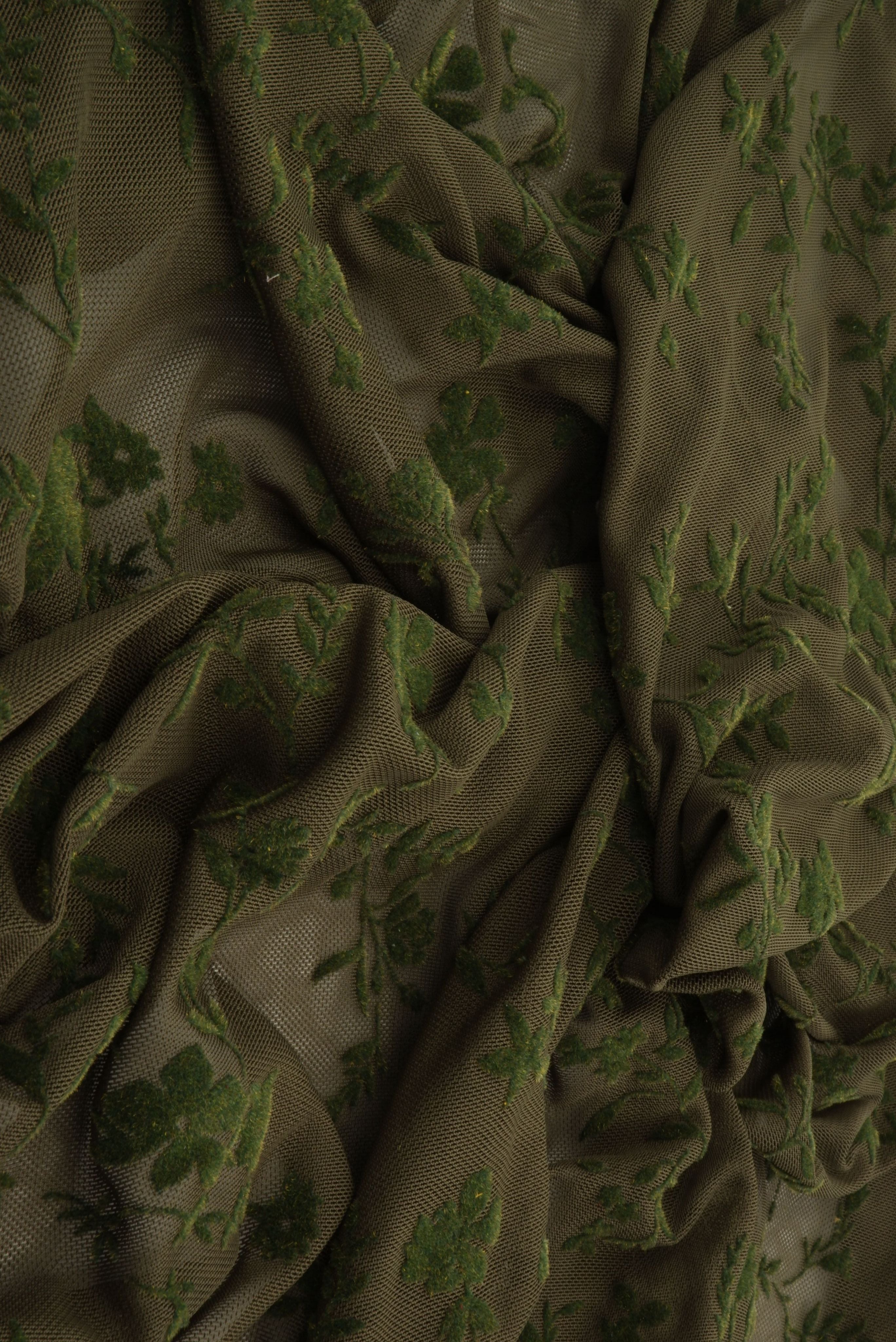 Floral Mesh Flocking Fabric FLOCK-MS11576 - Fabric Selection WS