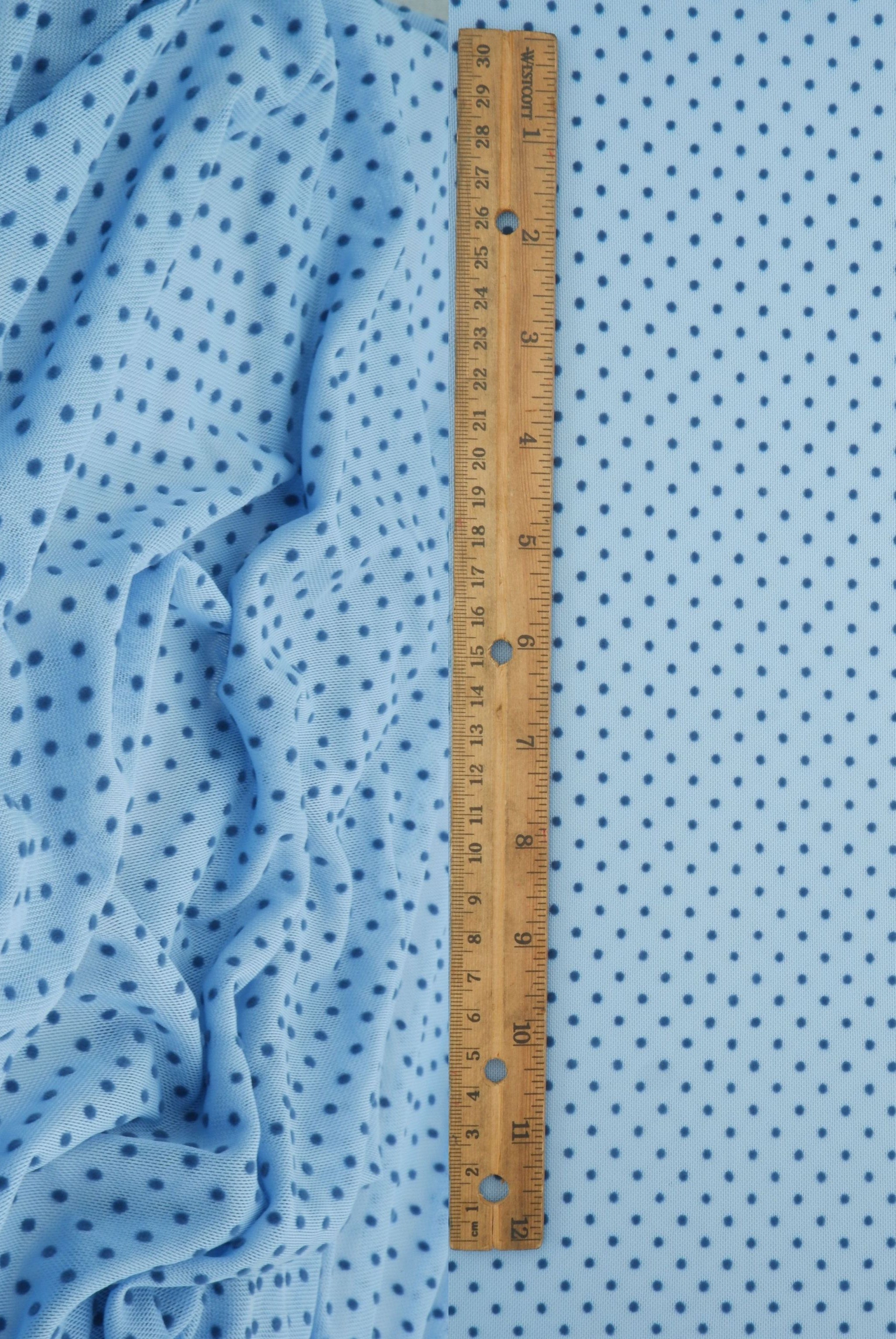 FLOCK-DU1614 BLUE BLOUSE BOTTOMS FLOCKING MESH PANTS POLYESTER SKIRTS SPANDEX T-SHIRT TOPS