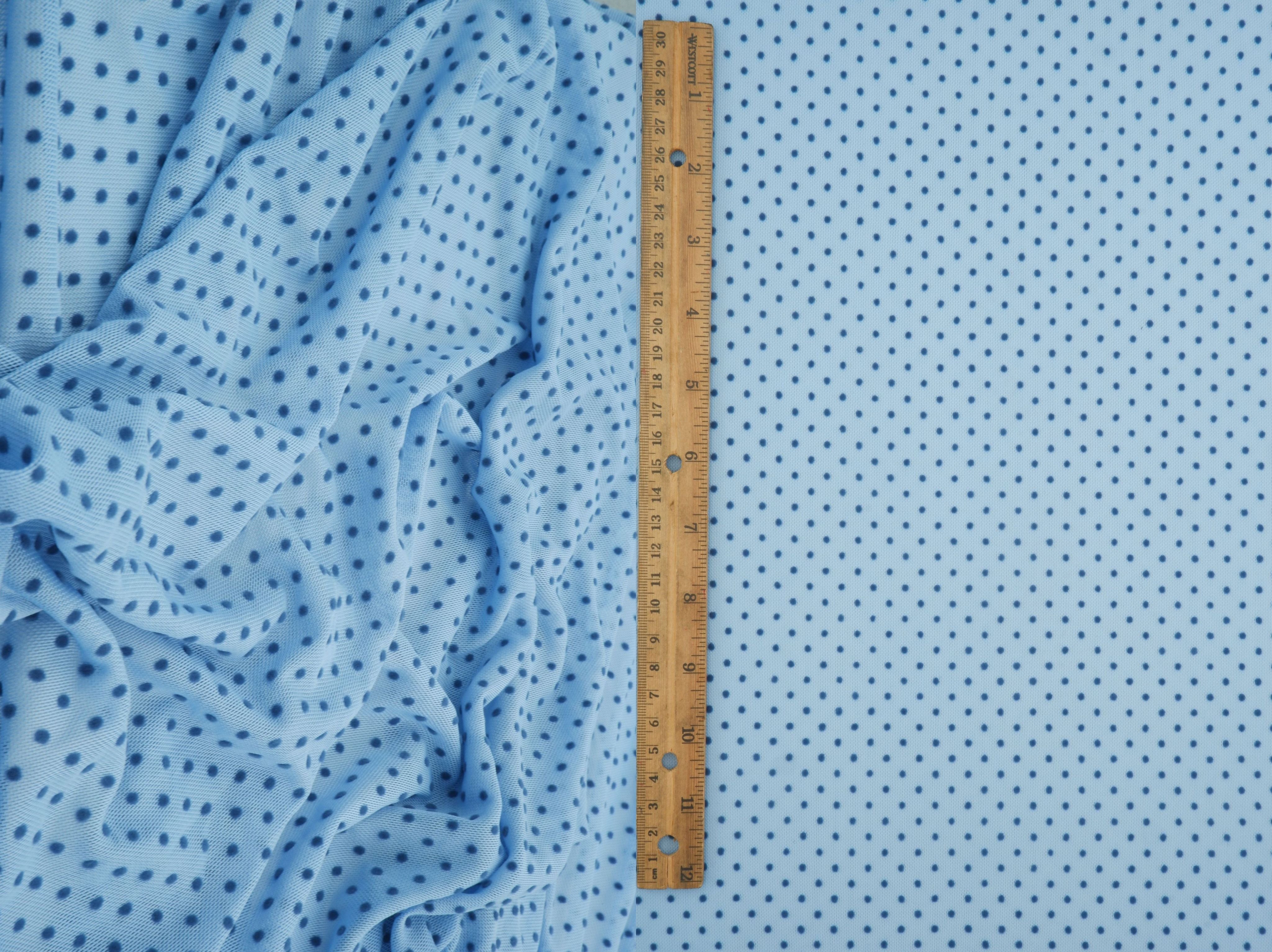FLOCK-DU1614 BLUE BLOUSE BOTTOMS FLOCKING MESH PANTS POLYESTER SKIRTS SPANDEX T-SHIRT TOPS