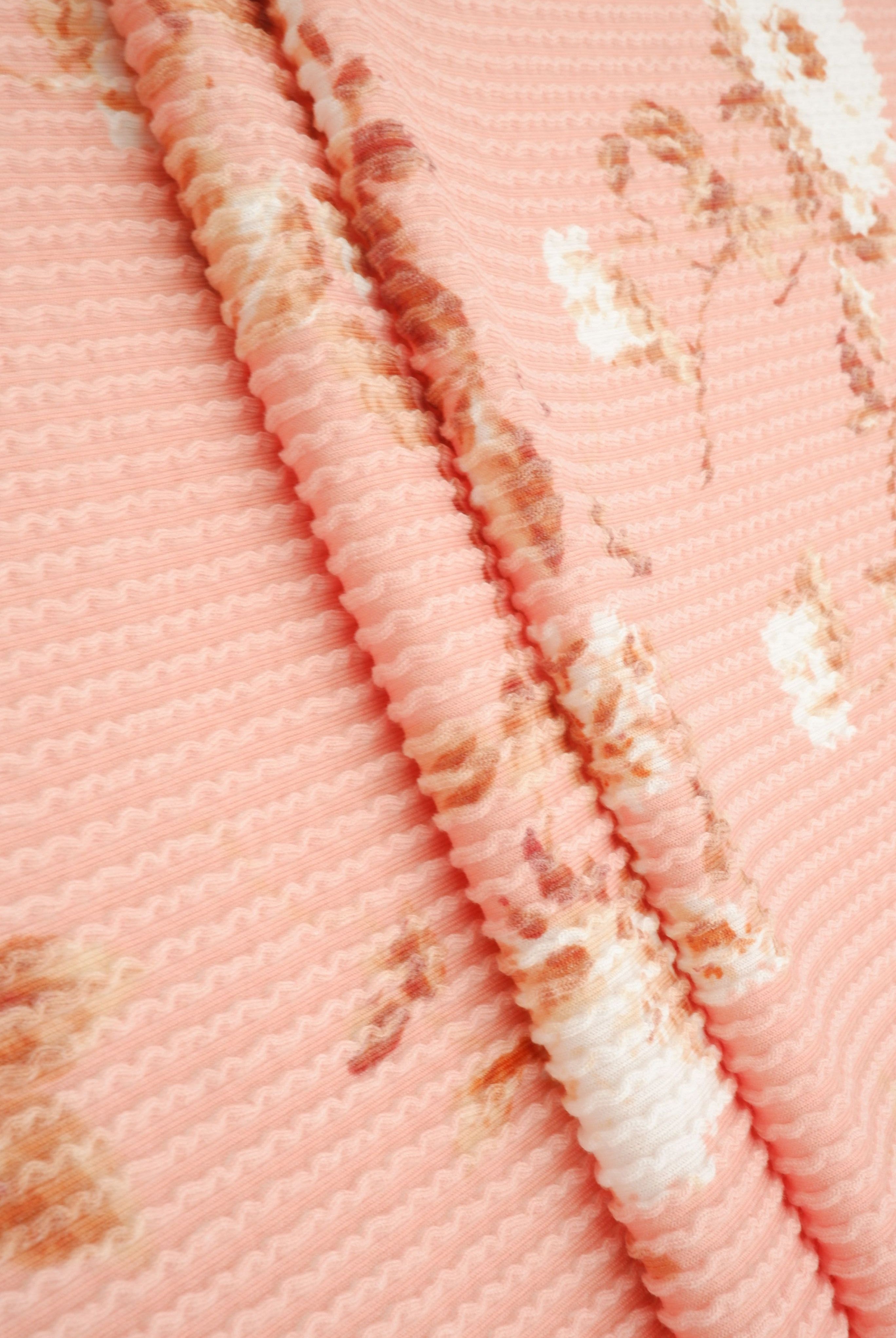 KNT4463-MS11153 CORAL ACTIVEWEAR BOTTOMS DOUBLE KNIT DRESS FLOWER JACQUARD PANTS POLYESTER RAYON RIB SKIRTS SOLID SPANDEX STRETCH URBAN