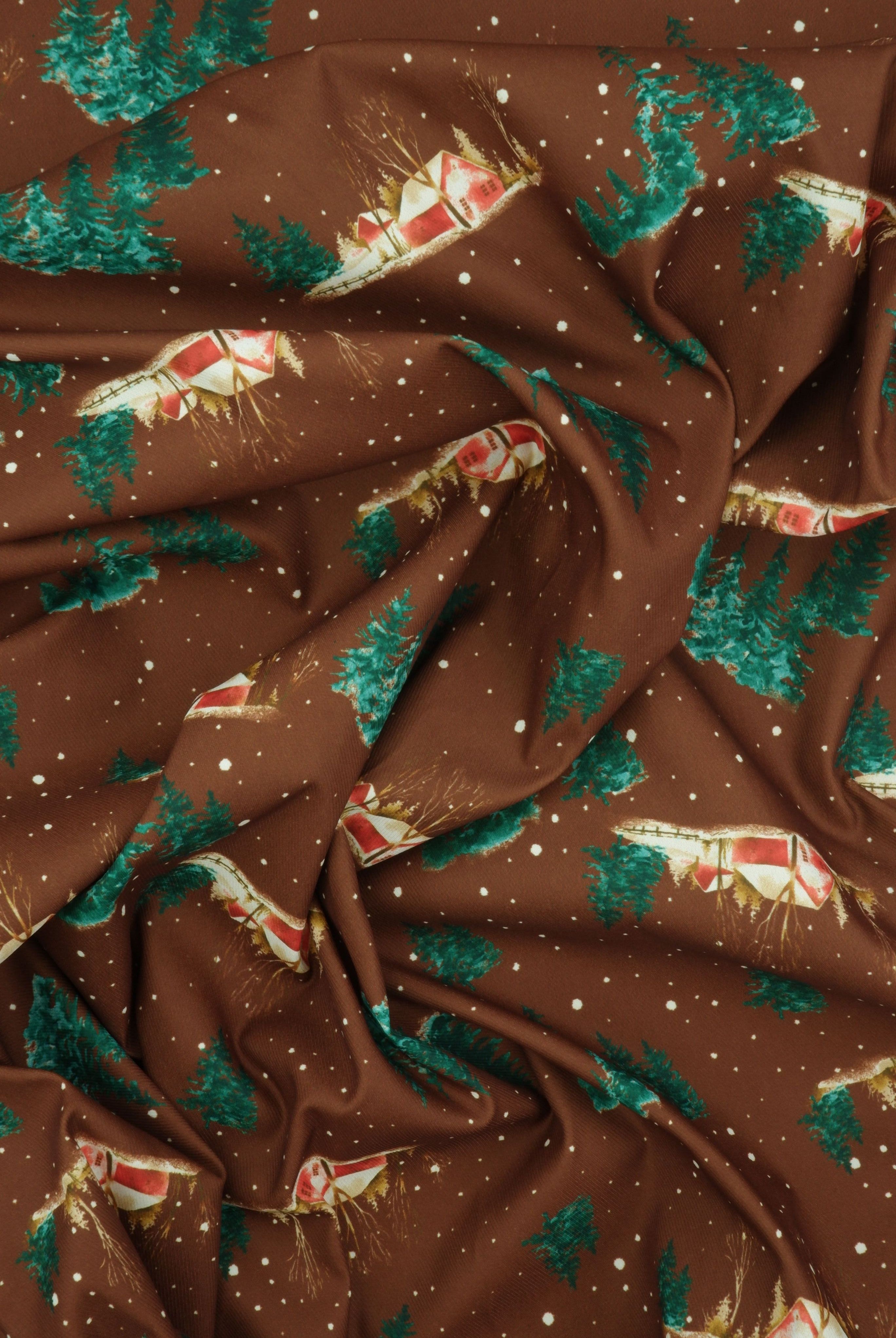 DPOP7704-M11735 BROWN BOTTOMS DIGITAL PRINT LOUNGEWEAR PANTS T-SHIRT TOPS WOVEN