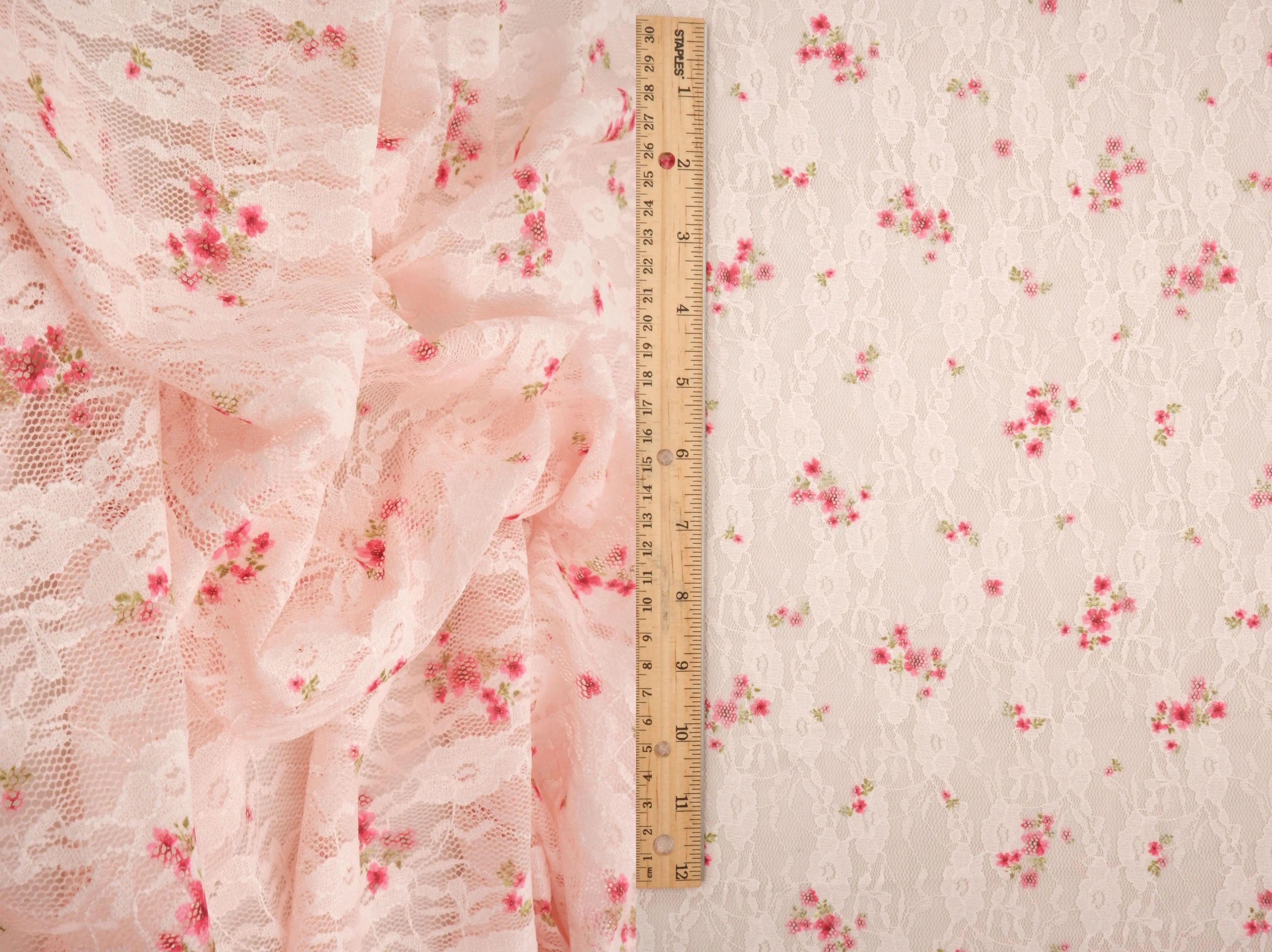 LACE4481-M11721 PEACH BLOUSE BOTTOMS CAMI DIGITAL PRINT DITSY DRESS LACE POLYESTER SKIRTS SPANDEX TOPS