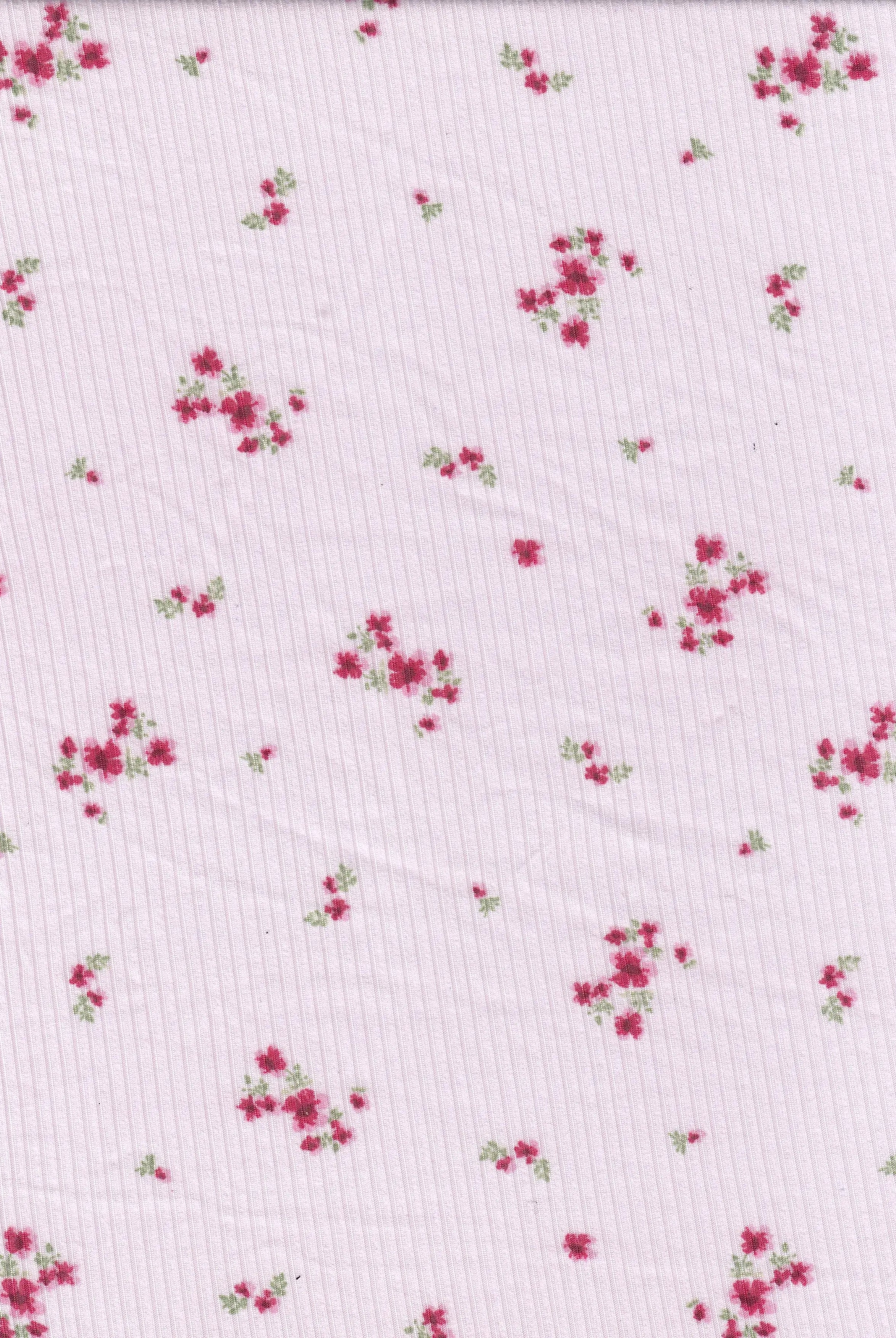 KNT3422-MS11721 BLUSH PINK BOTTOMS DITSY DRESS KNIT PANTS POLYESTER PRINT RIBBED 4X2 SKIRTS SPANDEX TOPS