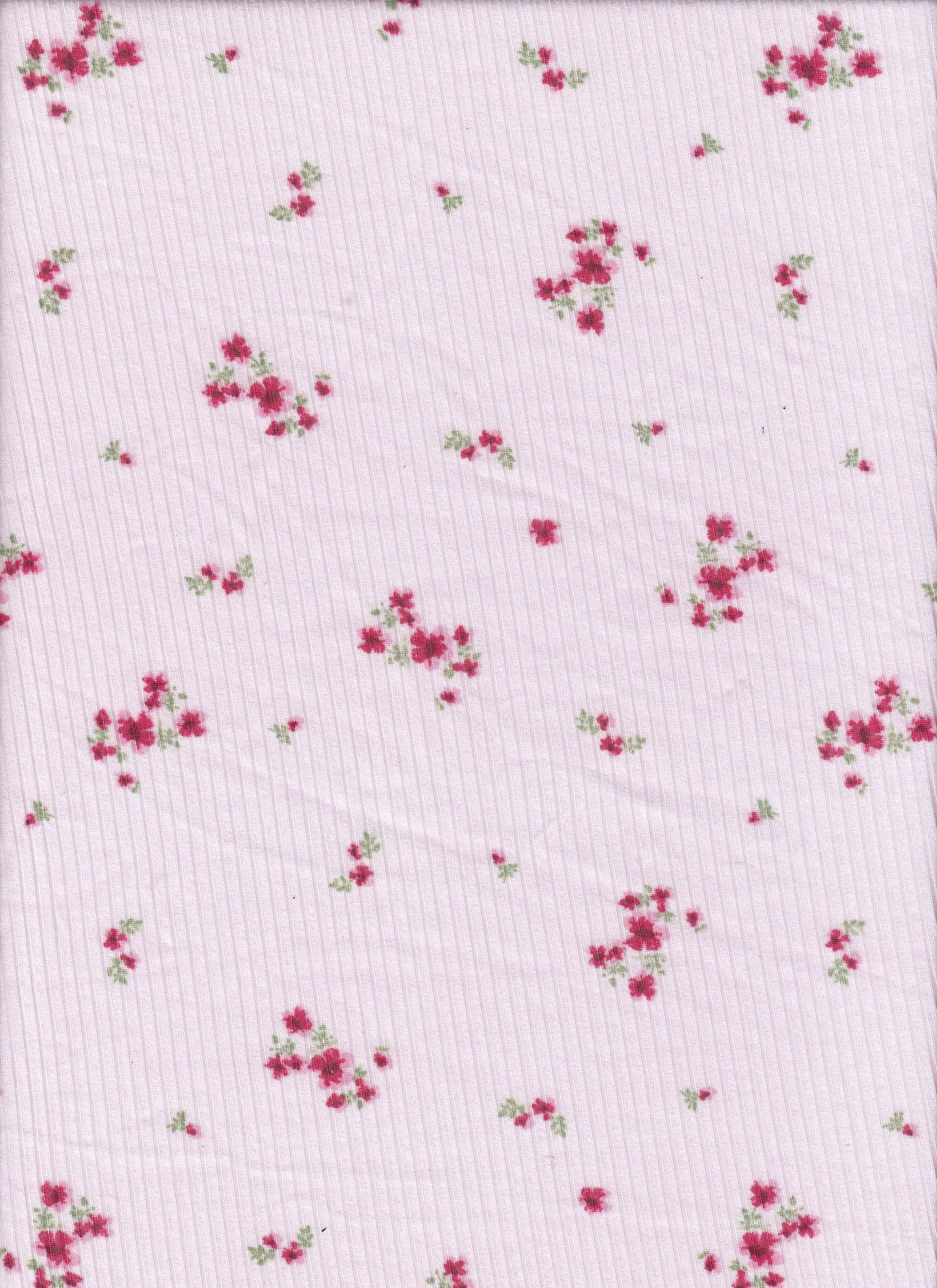 KNT3422-MS11721 BLUSH PINK BOTTOMS DITSY DRESS KNIT PANTS POLYESTER PRINT RIBBED 4X2 SKIRTS SPANDEX TOPS